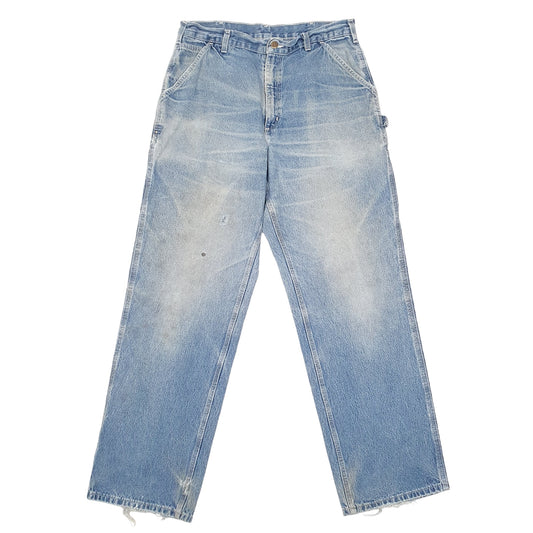 Mens Blue Carhartt Carpenter Dungaree Fit B13 JeansW35 L32