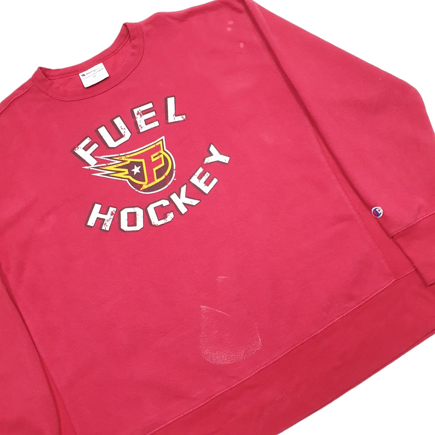 Mens Red Champion USA College Hockey Crewneck Jumper