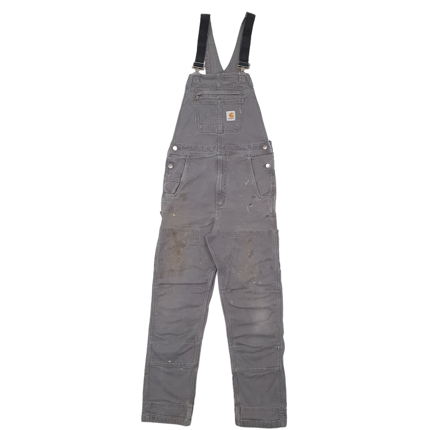 Mens Grey Carhartt Double Knee Carpenter Overalls Bib Dungaree Trousers