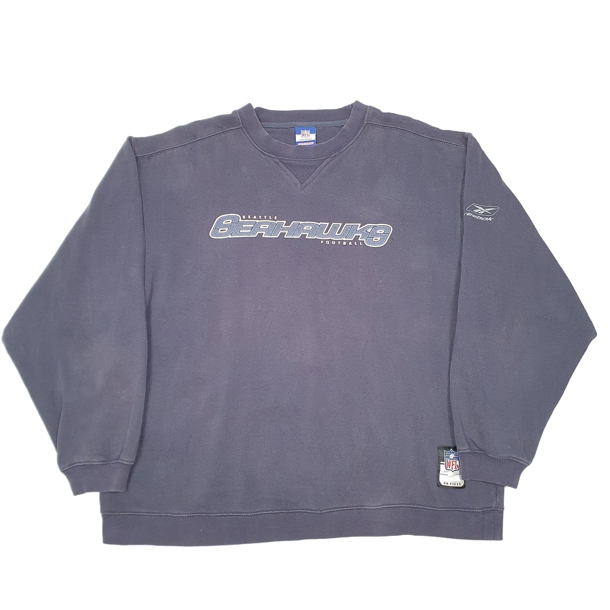 Mens Navy Reebok Seattle Seahawks Football NFL Crewneck Jumper
