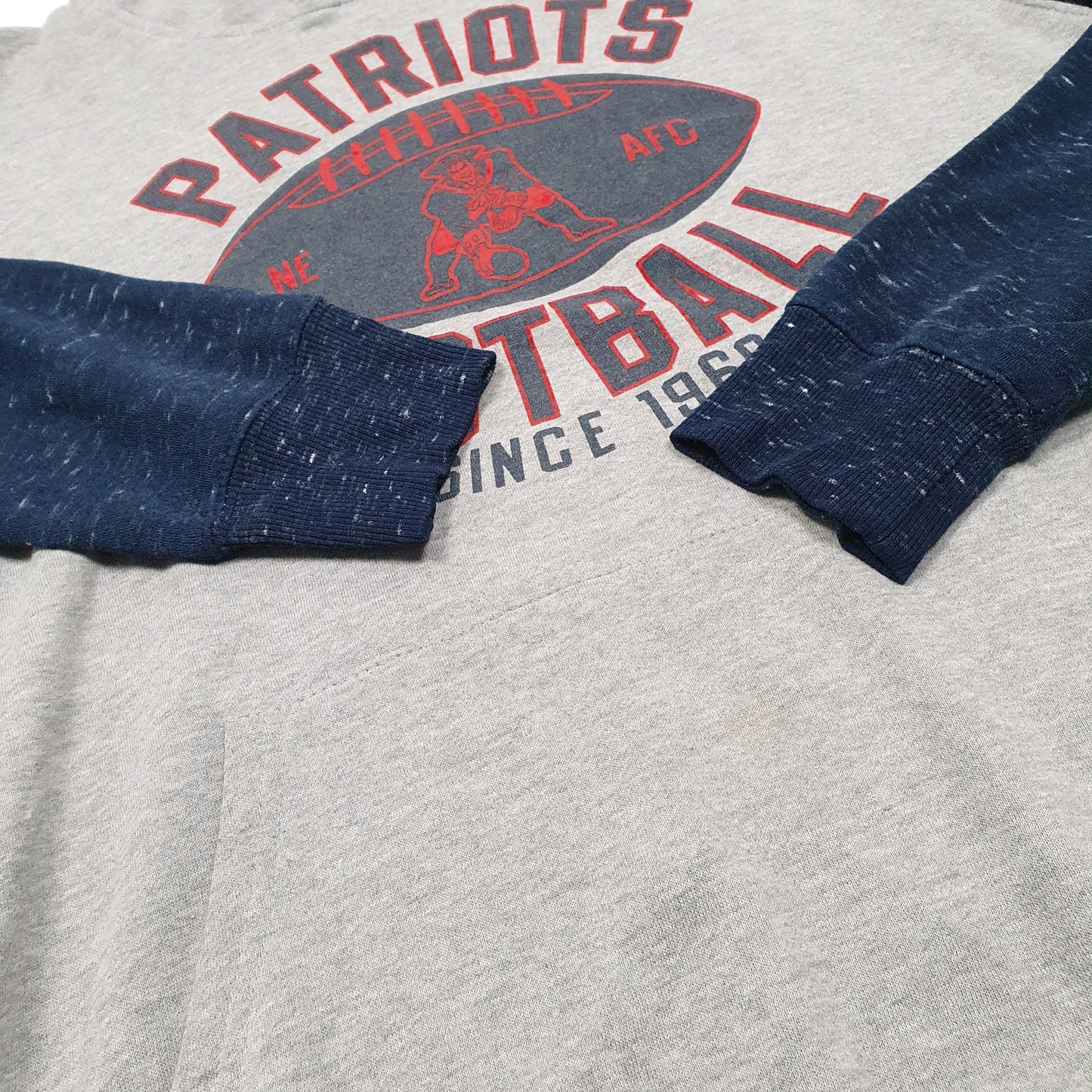 Mens Grey NFL New England Patriots Football Hoodie Jumper