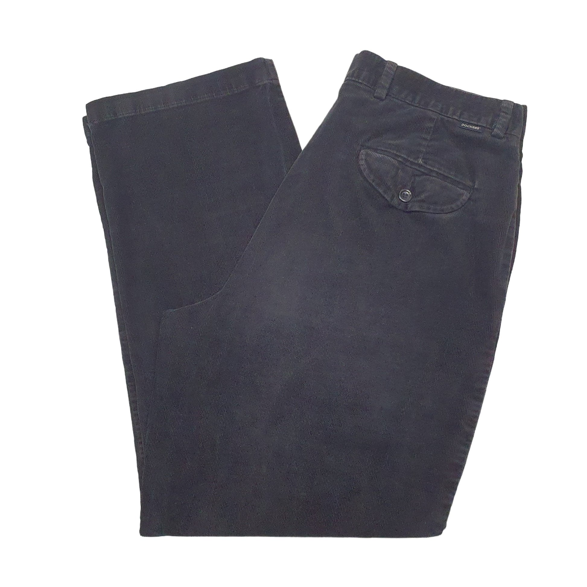 Mens Black Dockers  Corduroy Trousers