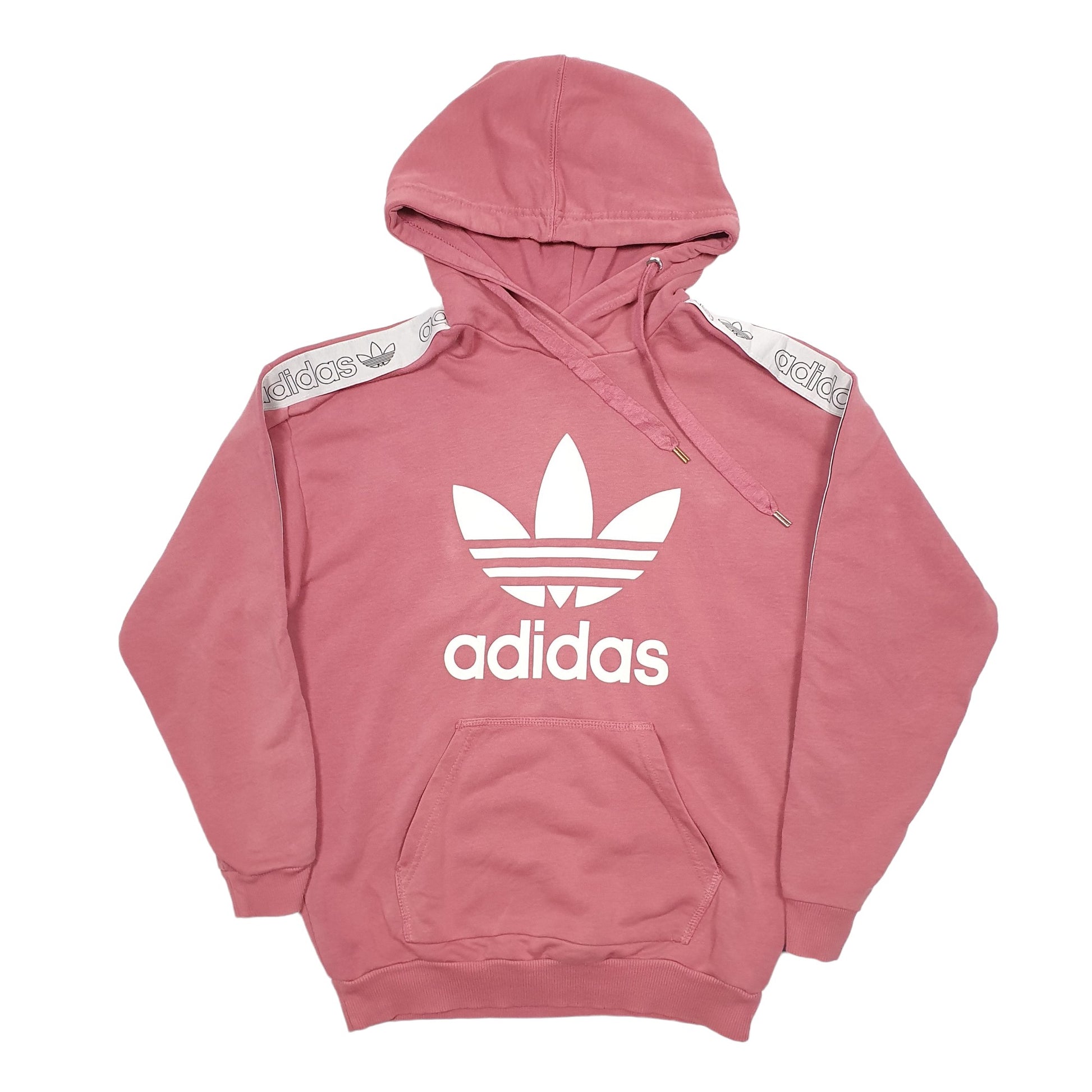 Womens Pink Adidas Spellout Hoodie Jumper