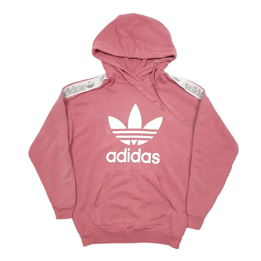 Womens Pink Adidas Spellout Hoodie Jumper