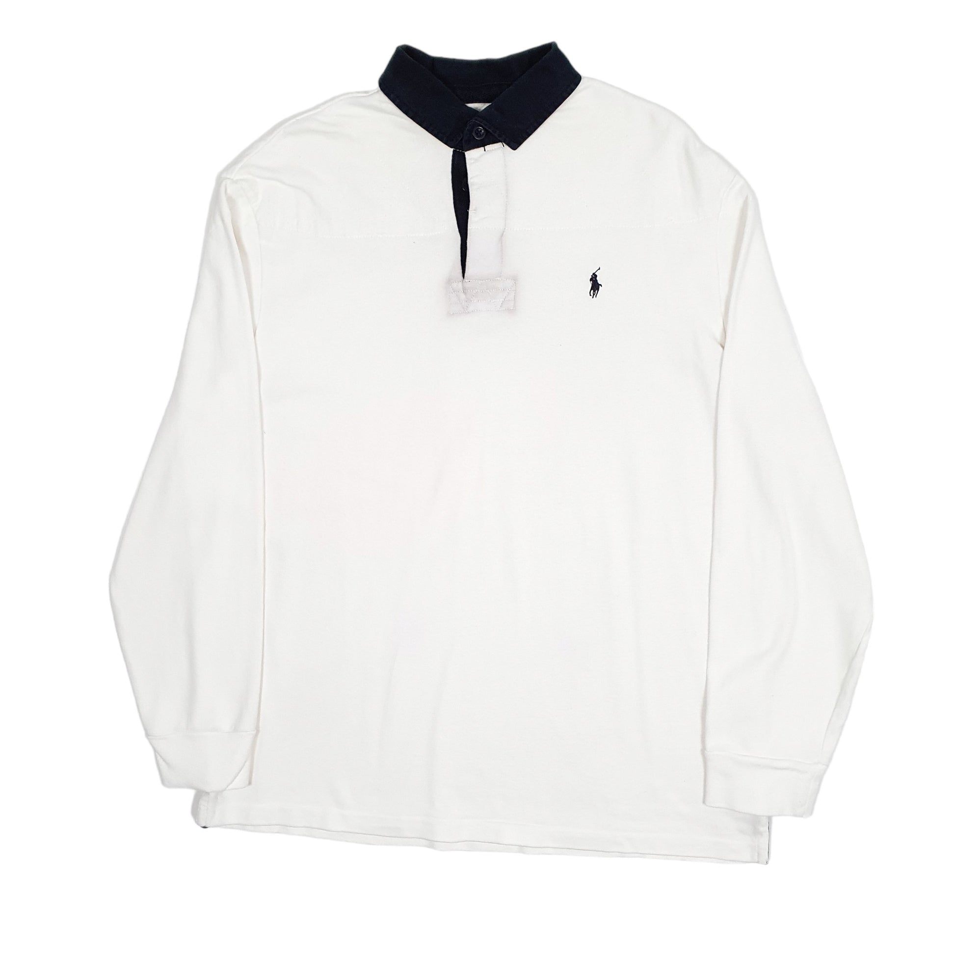 Mens White Polo Ralph Lauren Rugby Shirt Crewneck Jumper