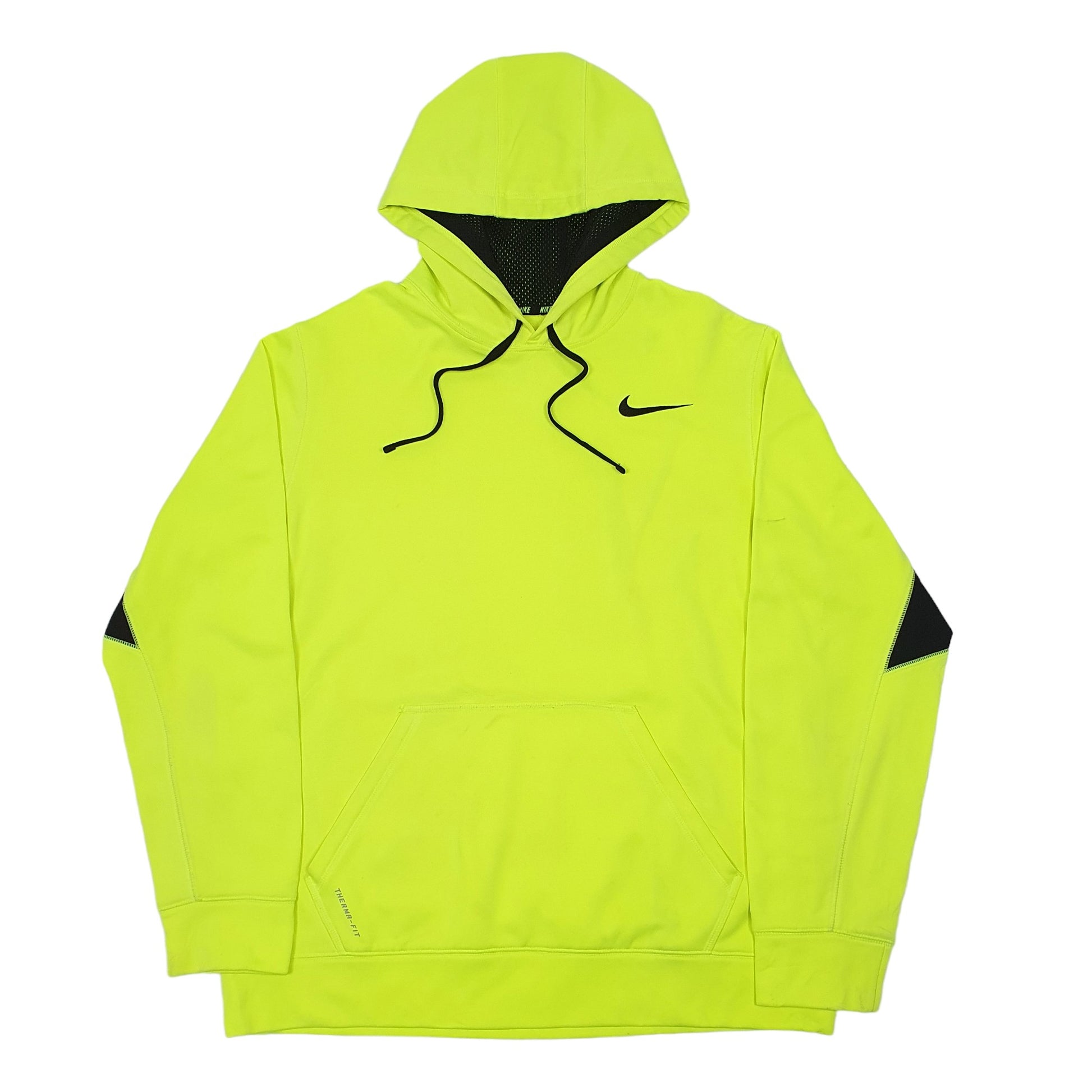 Mens Green Nike Active Therma Fit Running Workout High Vis Hoodie Jumper