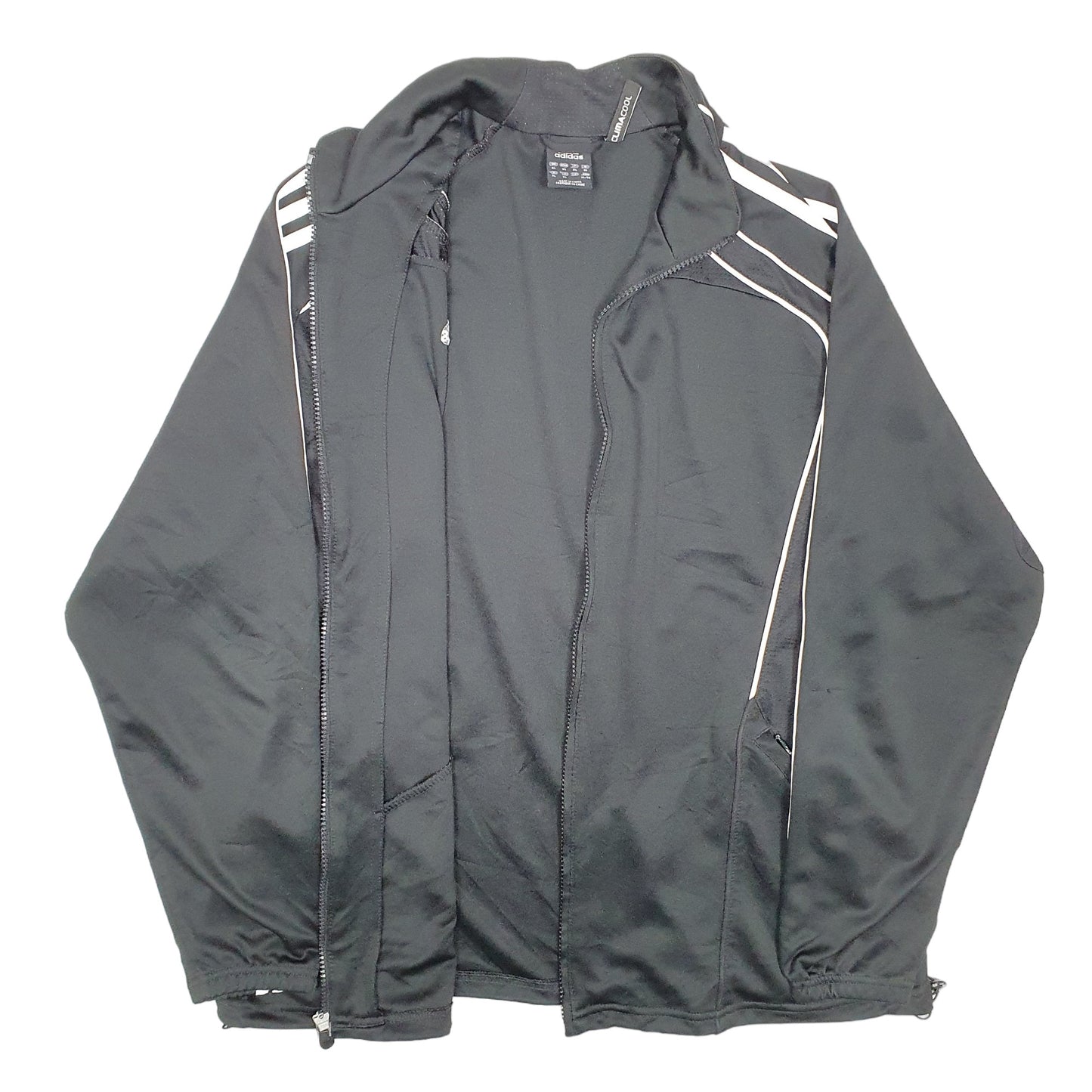 Womens Black Adidas Clima Cool Active Gym Workout Full Zip Jumper