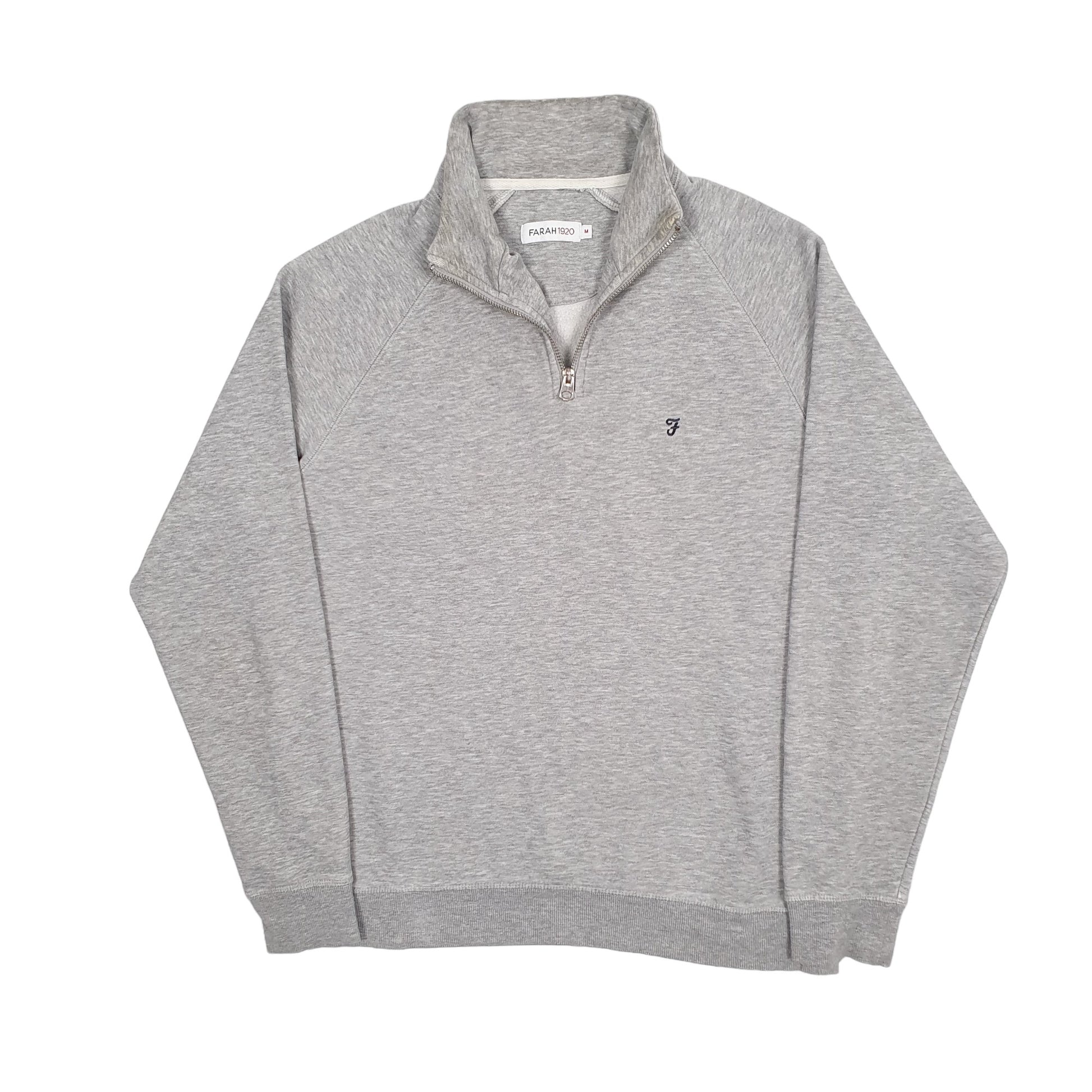 Mens Grey Farah  Quarter Zip Jumper