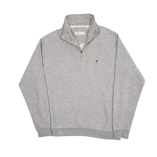 Mens Grey Farah  Quarter Zip Jumper