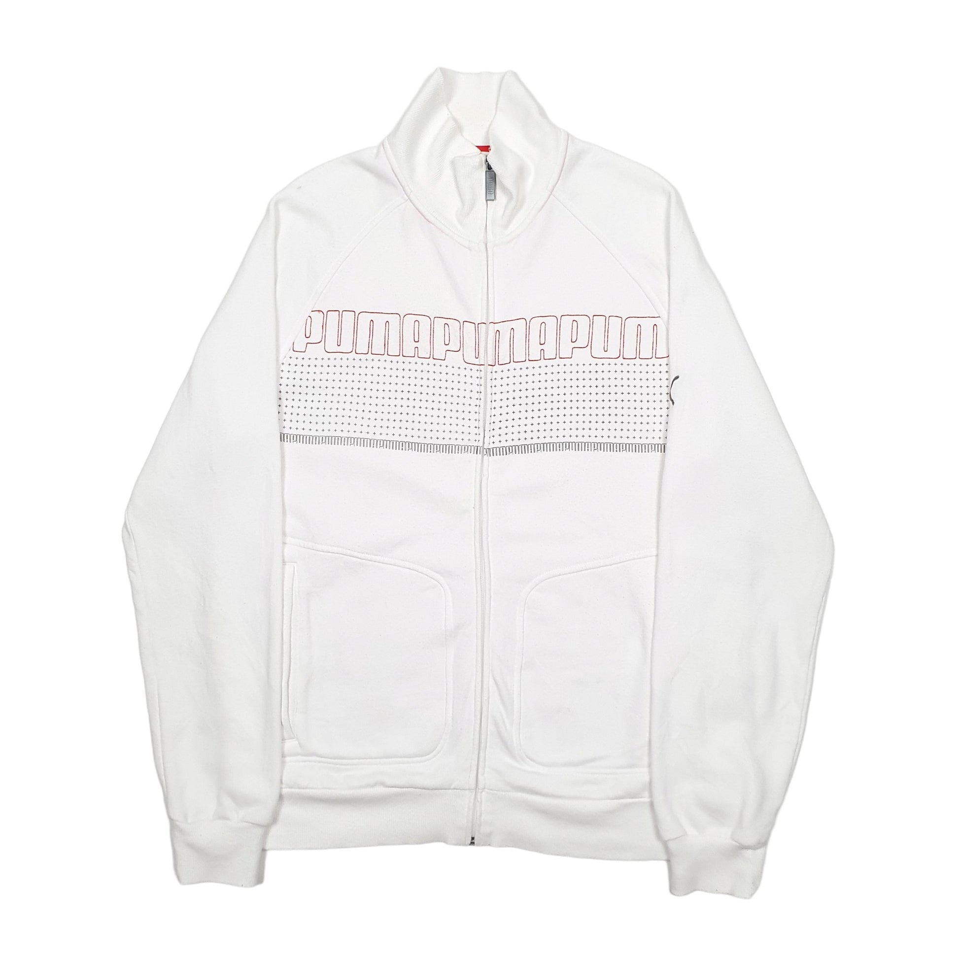 Mens White Puma  Full Zip Jumper