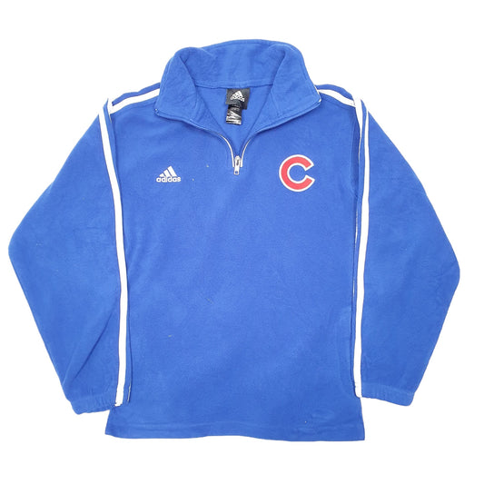 Womens Blue Adidas Chicago Cubs Baseball Quarter Zip Jumper
