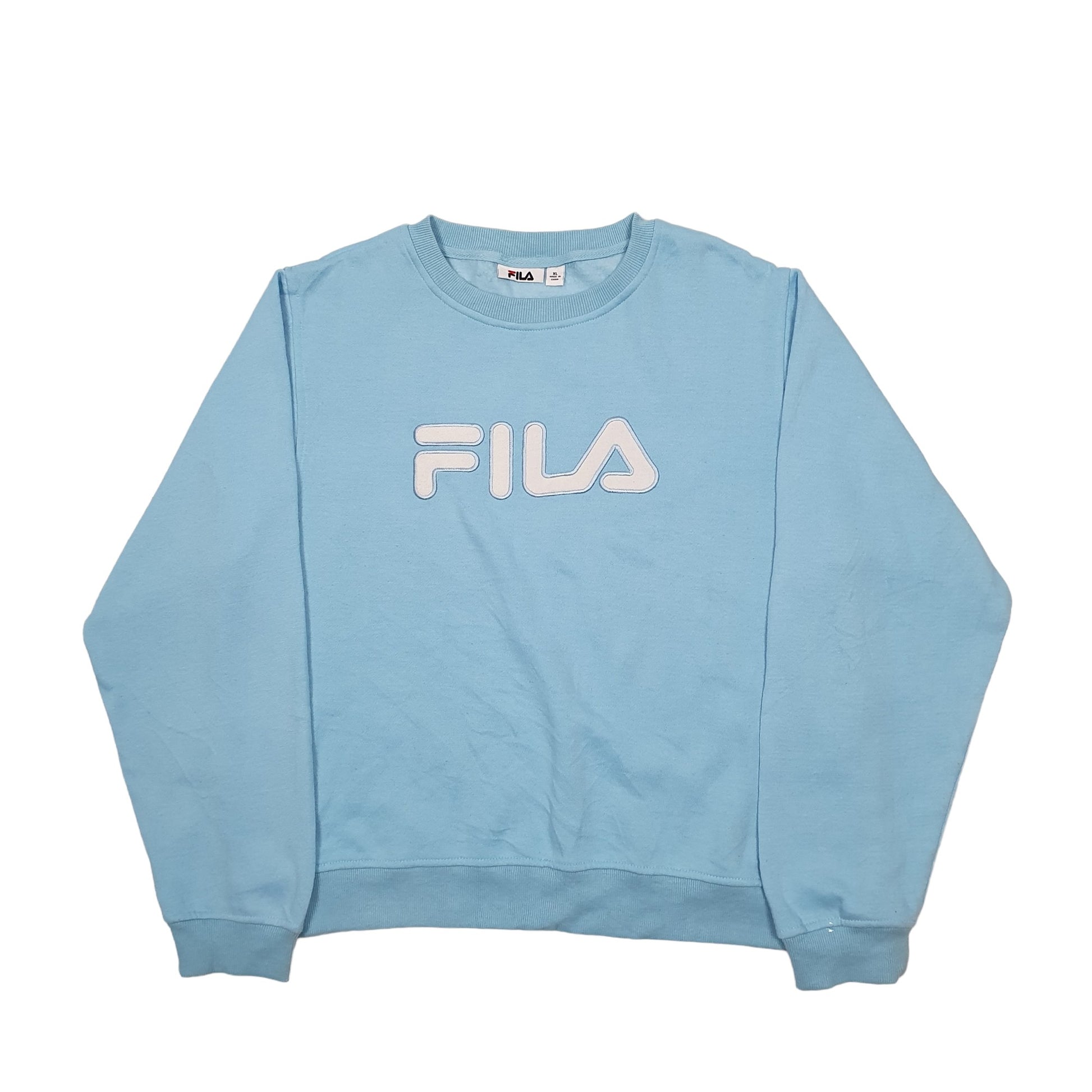Womens Blue Fila Spellout Crewneck Jumper