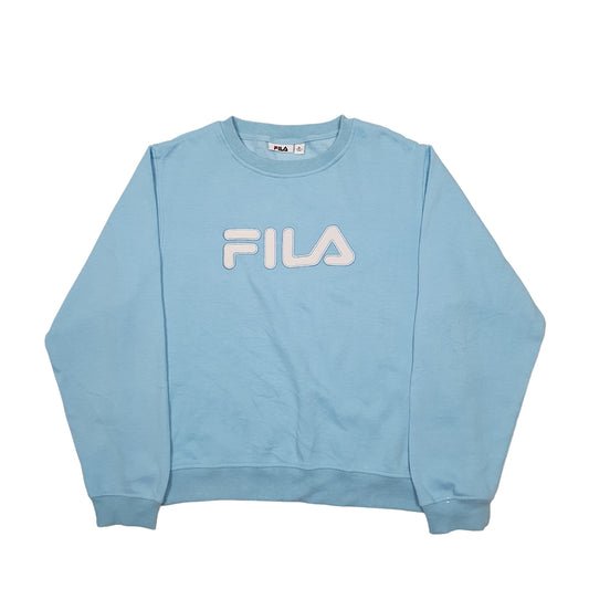 Womens Blue Fila Spellout Crewneck Jumper