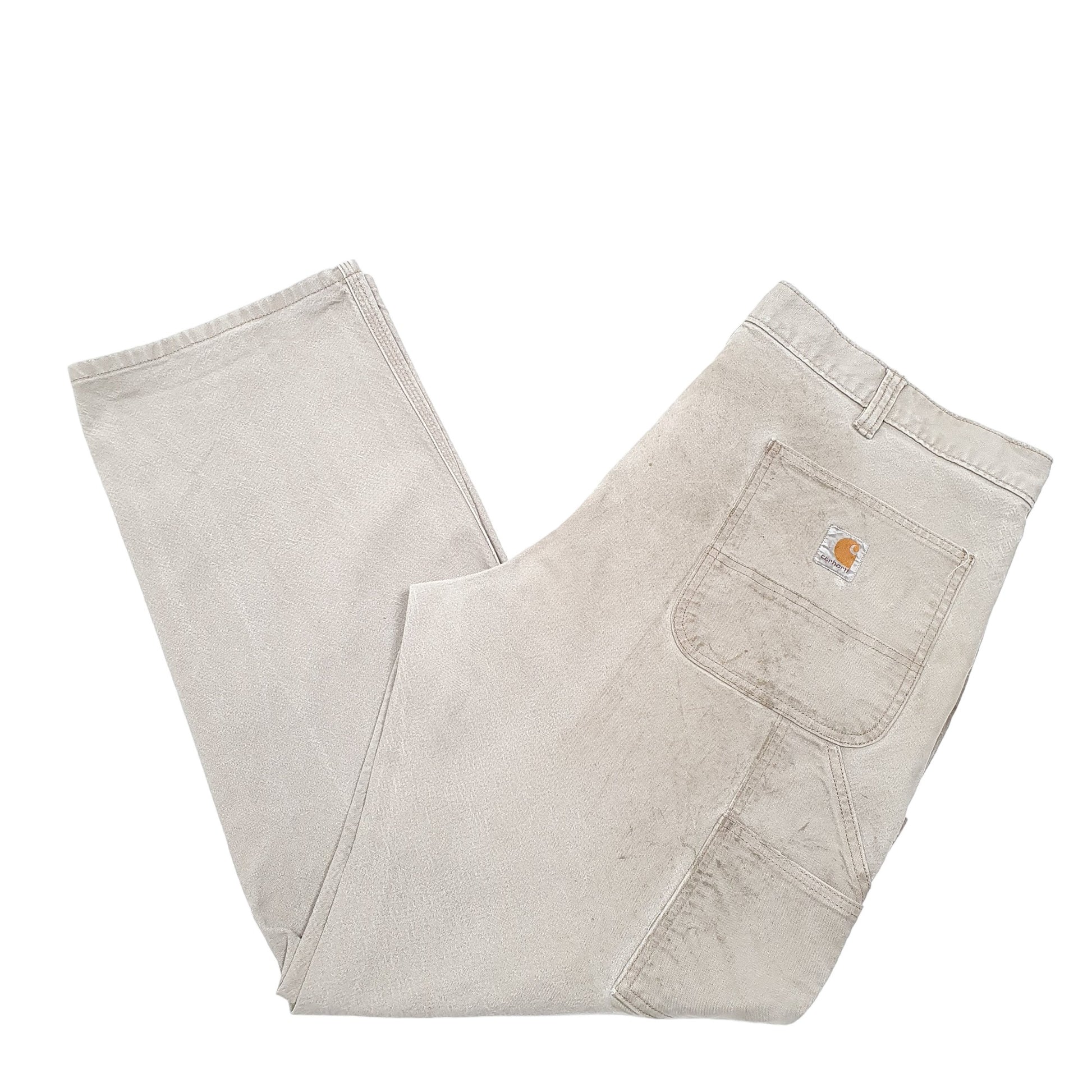 Mens Beige Carhartt Carpenter Relaxed Carpenter Trousers