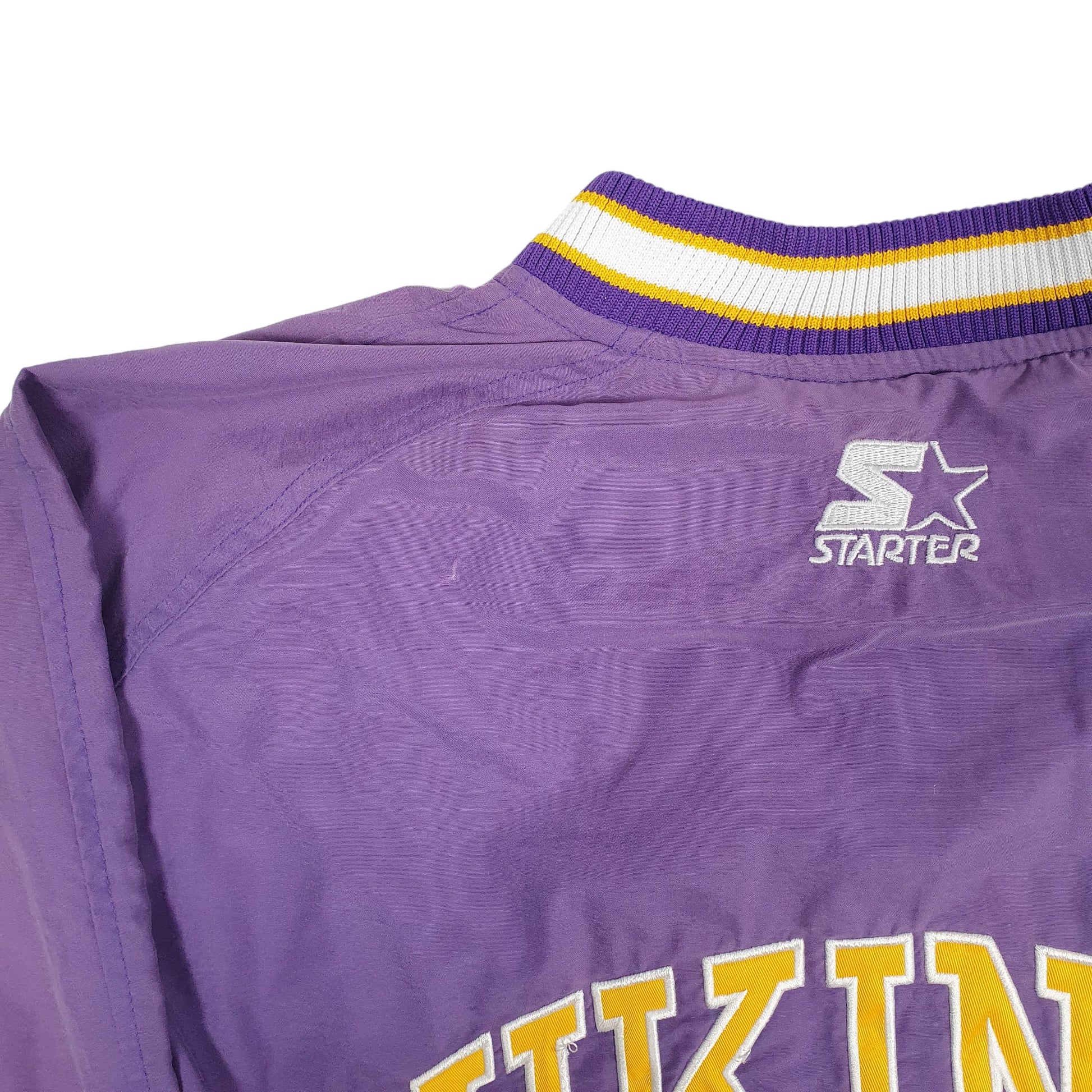 Mens Purple Starter Pro Line Vintage 1990s NFL Minnesota Vikings Hoodie Coat
