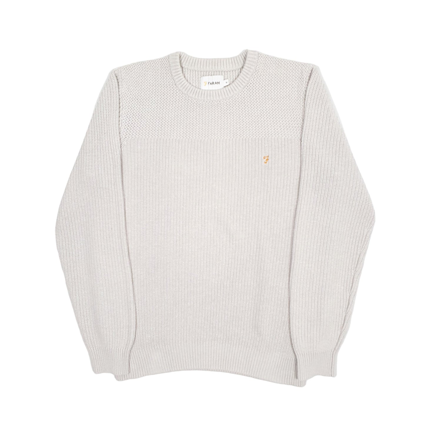 Mens Grey Farah Chunky Knit Crewneck Jumper