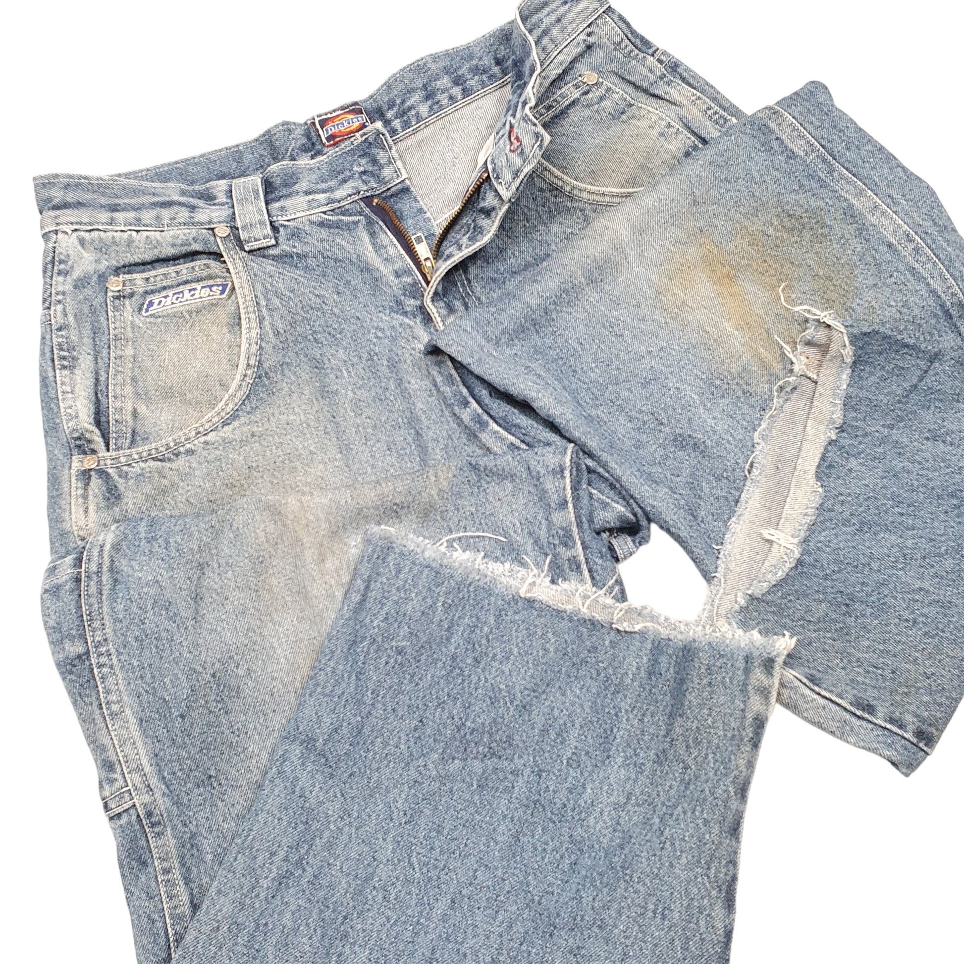 Mens Blue Dickies Cut Offs Carpenter JeansW34 L29