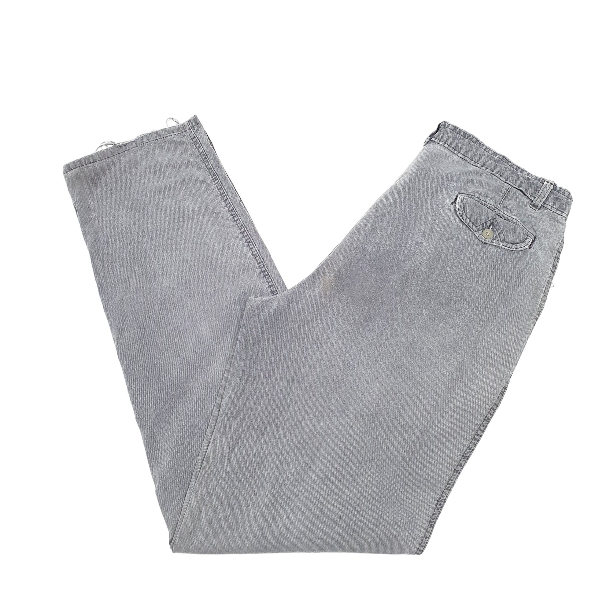 Mens Grey Unbranded Double Pleated Carpenter Trousers