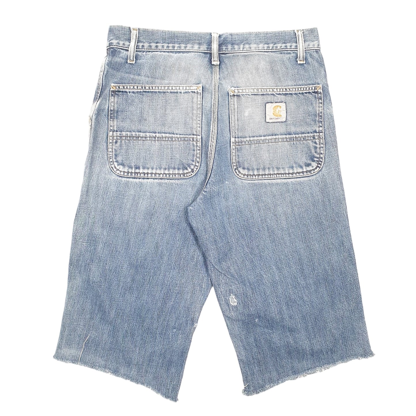 Mens Blue Carhartt Carpenter Cut Offs Denim Shorts