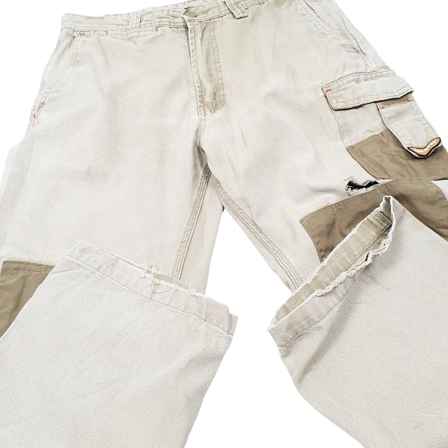 Mens Beige Hard Yakka Double Knee Utility Cargo Trousers