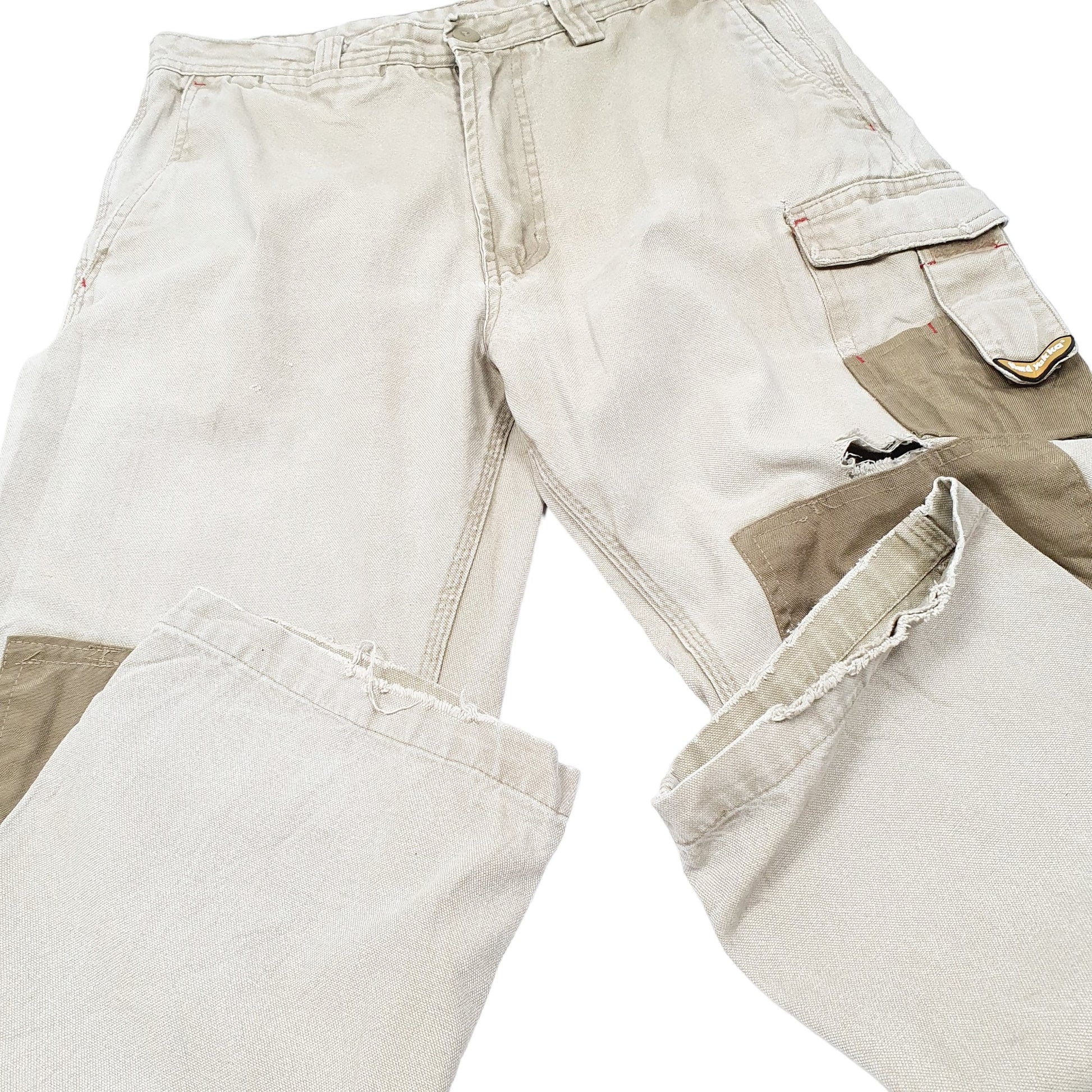 Mens Beige Hard Yakka Double Knee Utility Cargo Trousers