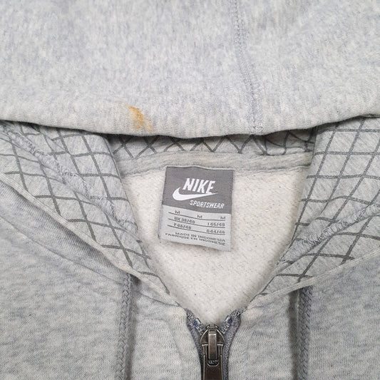 Mens Grey Nike Vintage Sportswear Argyle Hoodie Full Zip Jumper