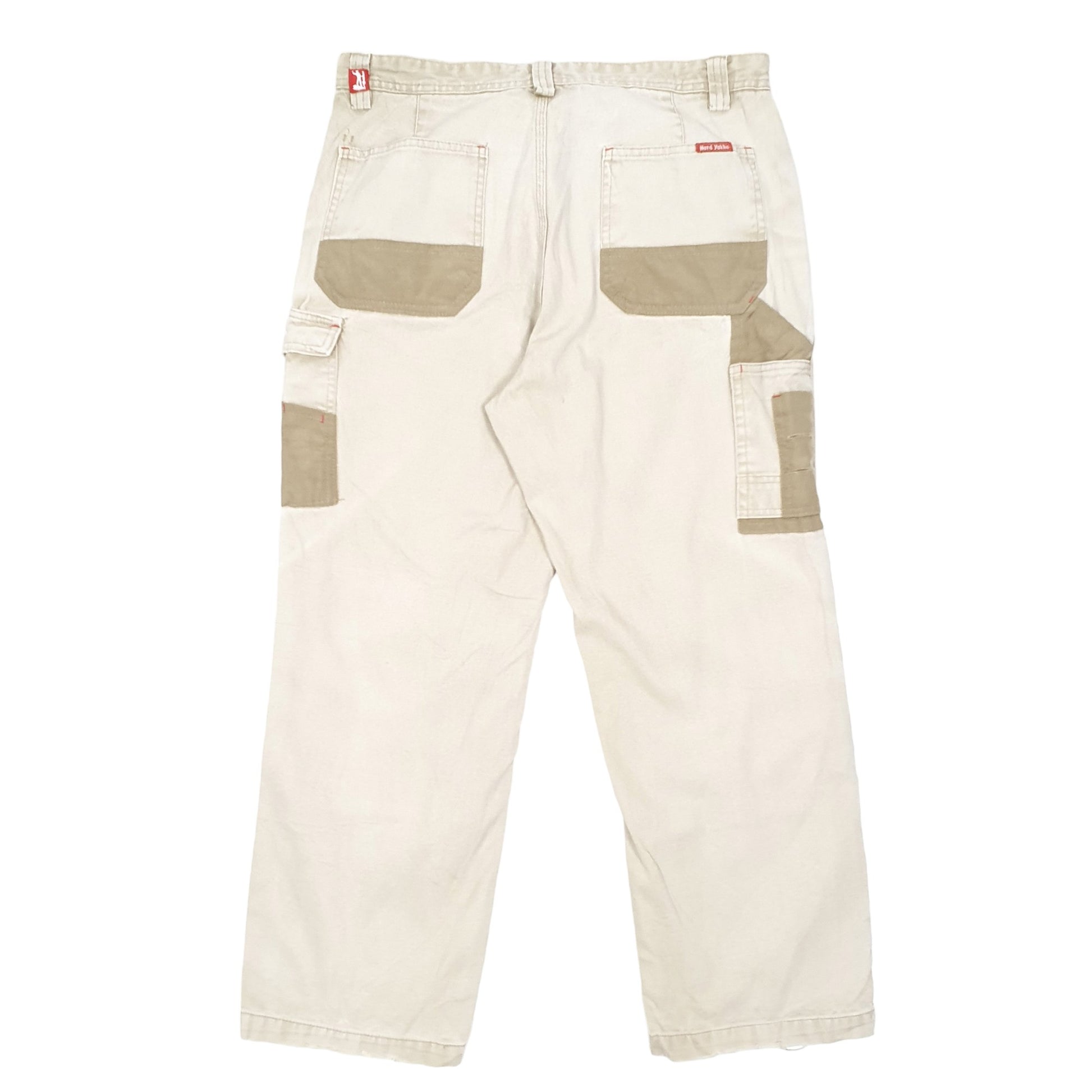 Mens Beige Hard Yakka Double Knee Utility Cargo Trousers