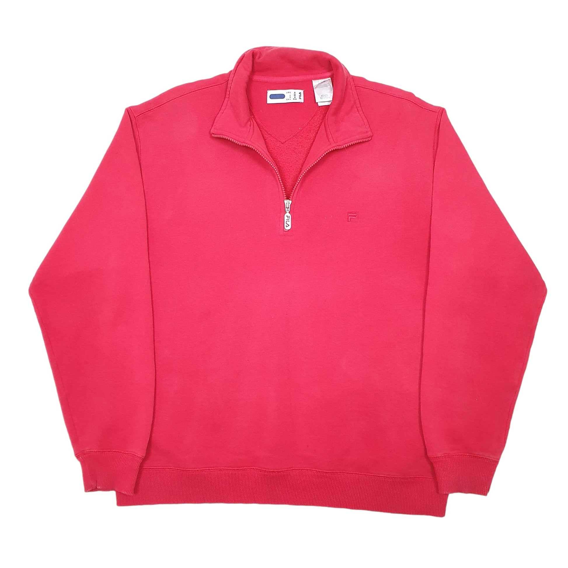Mens Red Fila Sweatshirt Quarter Zip Jumper