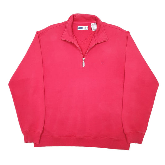 Mens Red Fila Sweatshirt Quarter Zip Jumper