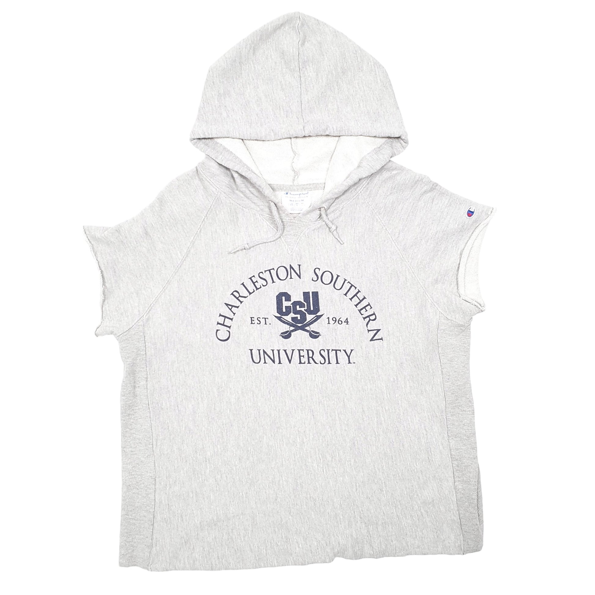 Mens Grey Champion Charlston Southern University Sleeveless Cut off Hoodie Jumper