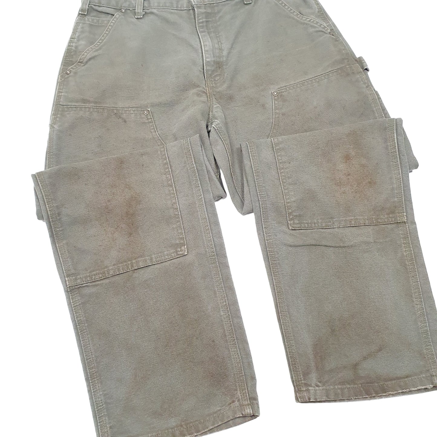 Mens Khaki Carhartt B136 Dungaree Fit Double Knee Carpenter Trousers