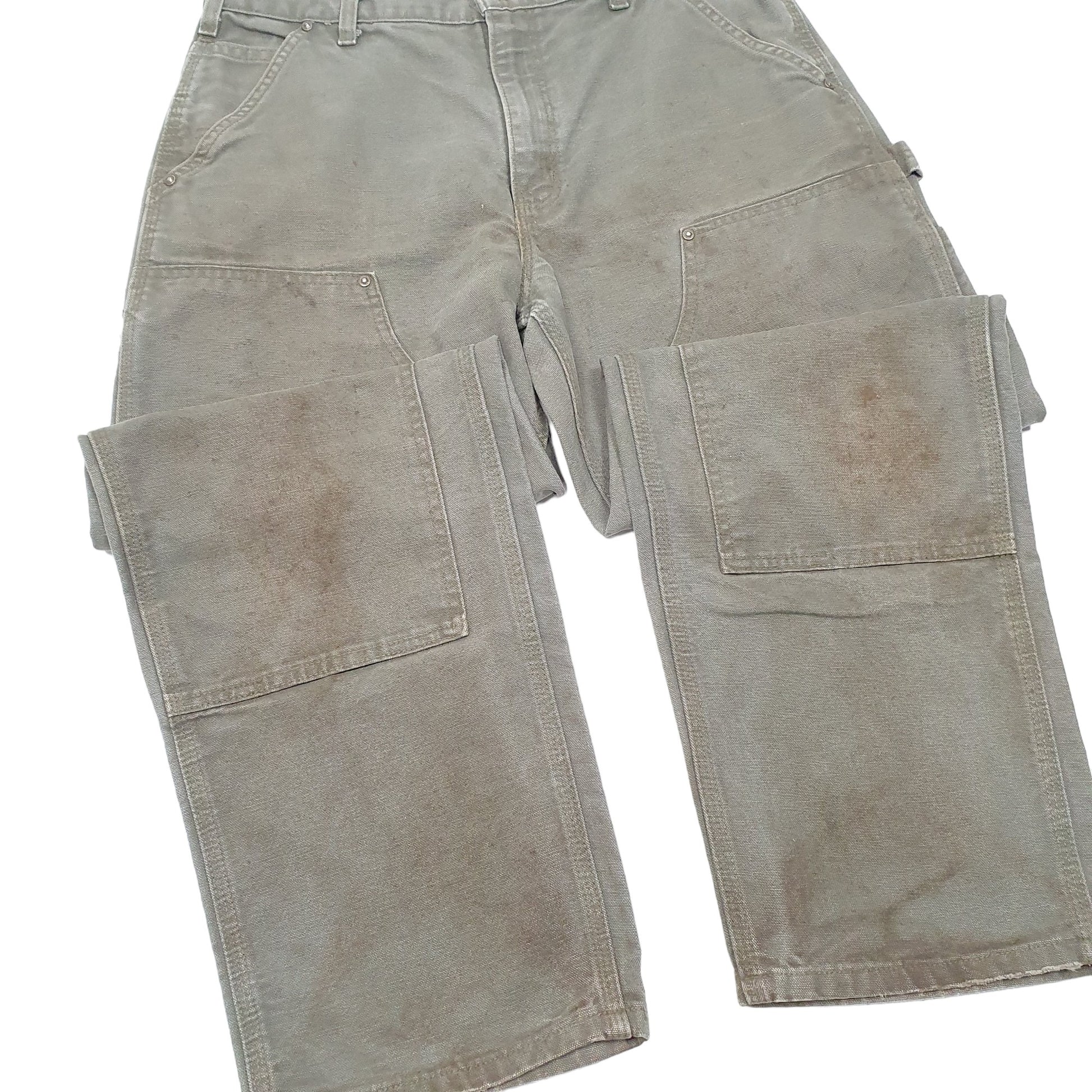 Mens Khaki Carhartt B136 Dungaree Fit Double Knee Carpenter Trousers