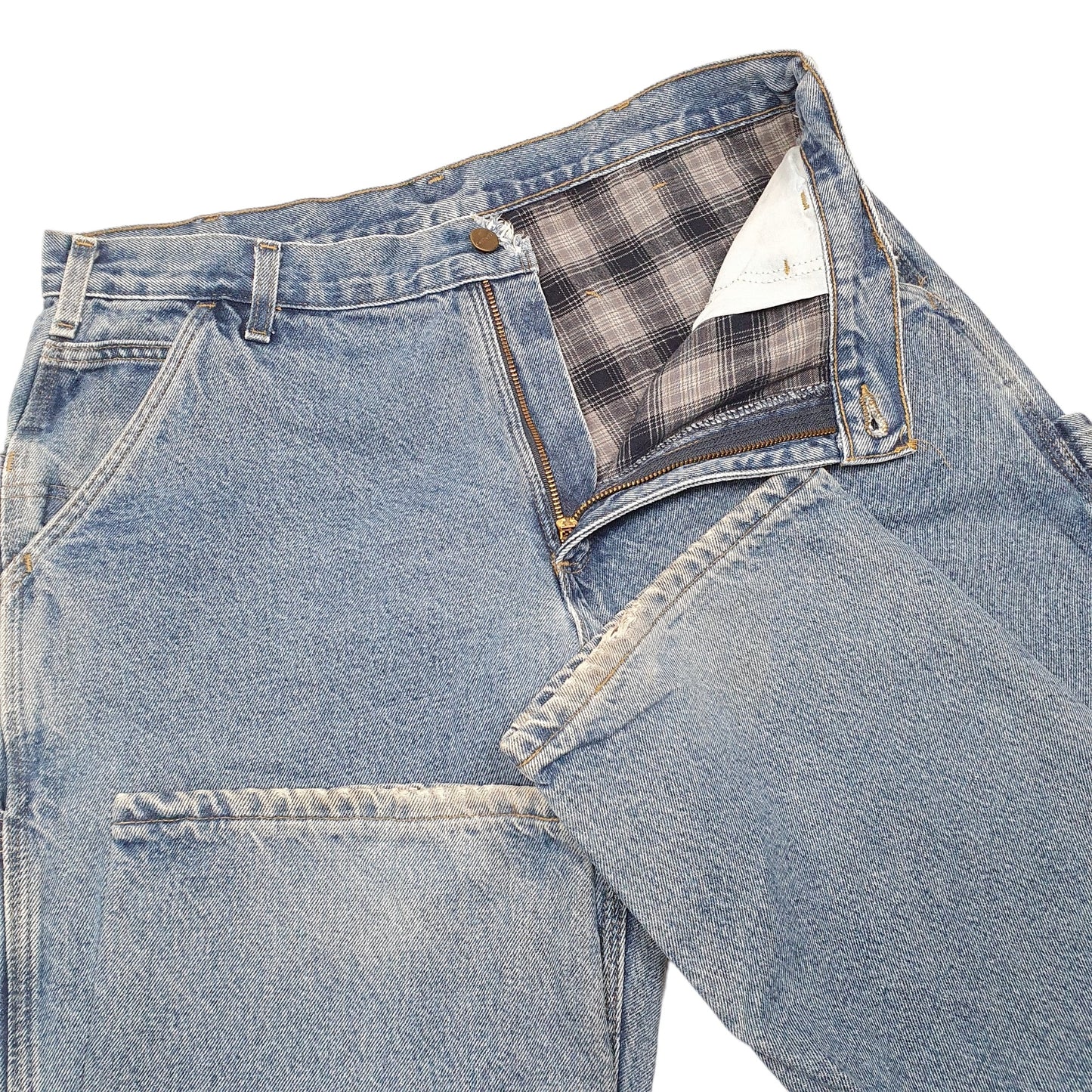 Mens Blue Carhartt Carpenter Dungaree Fit Cotton Lined B236 JeansW36 L30