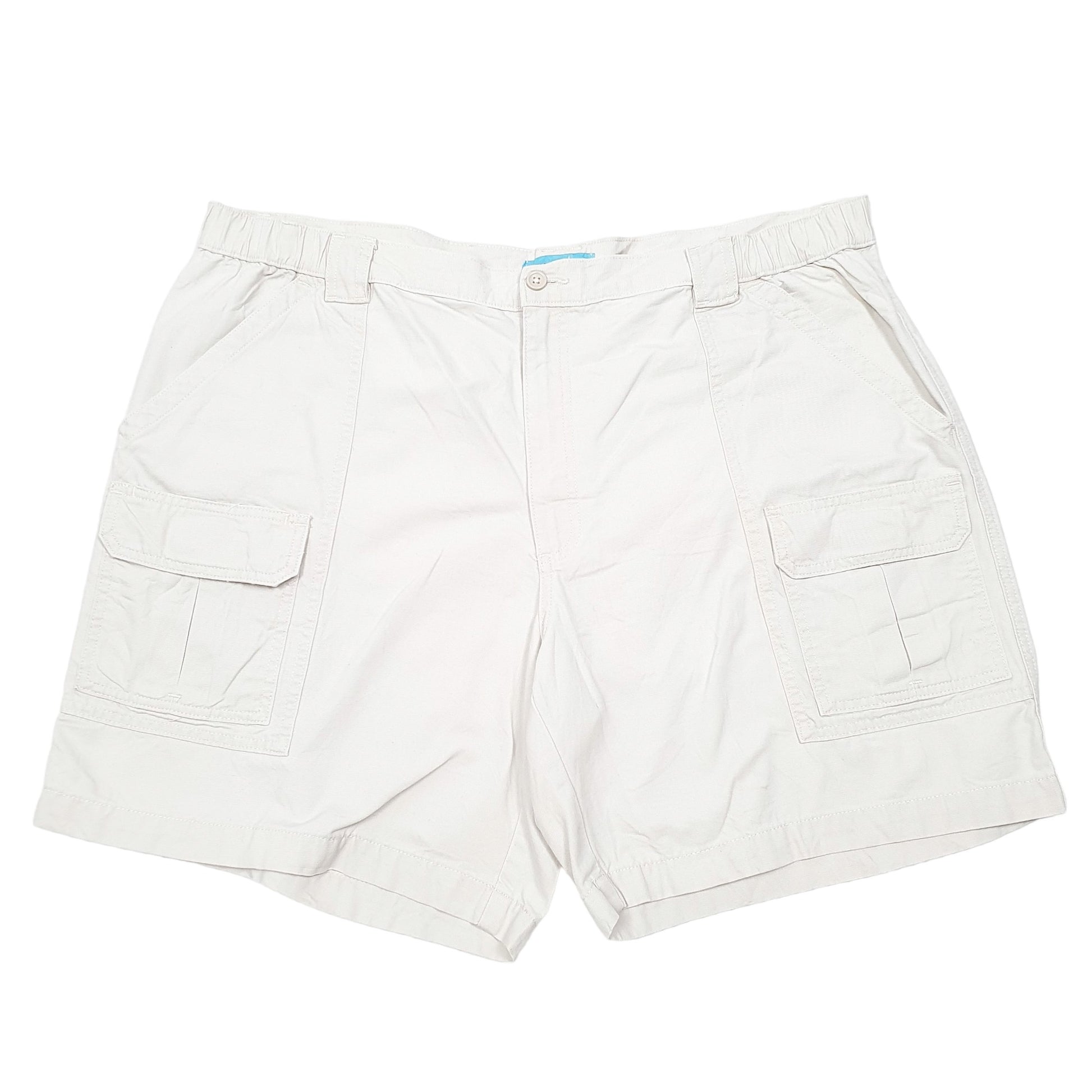 Mens Cream Savane Utility Safari Jungle Elasticated Cargo Shorts