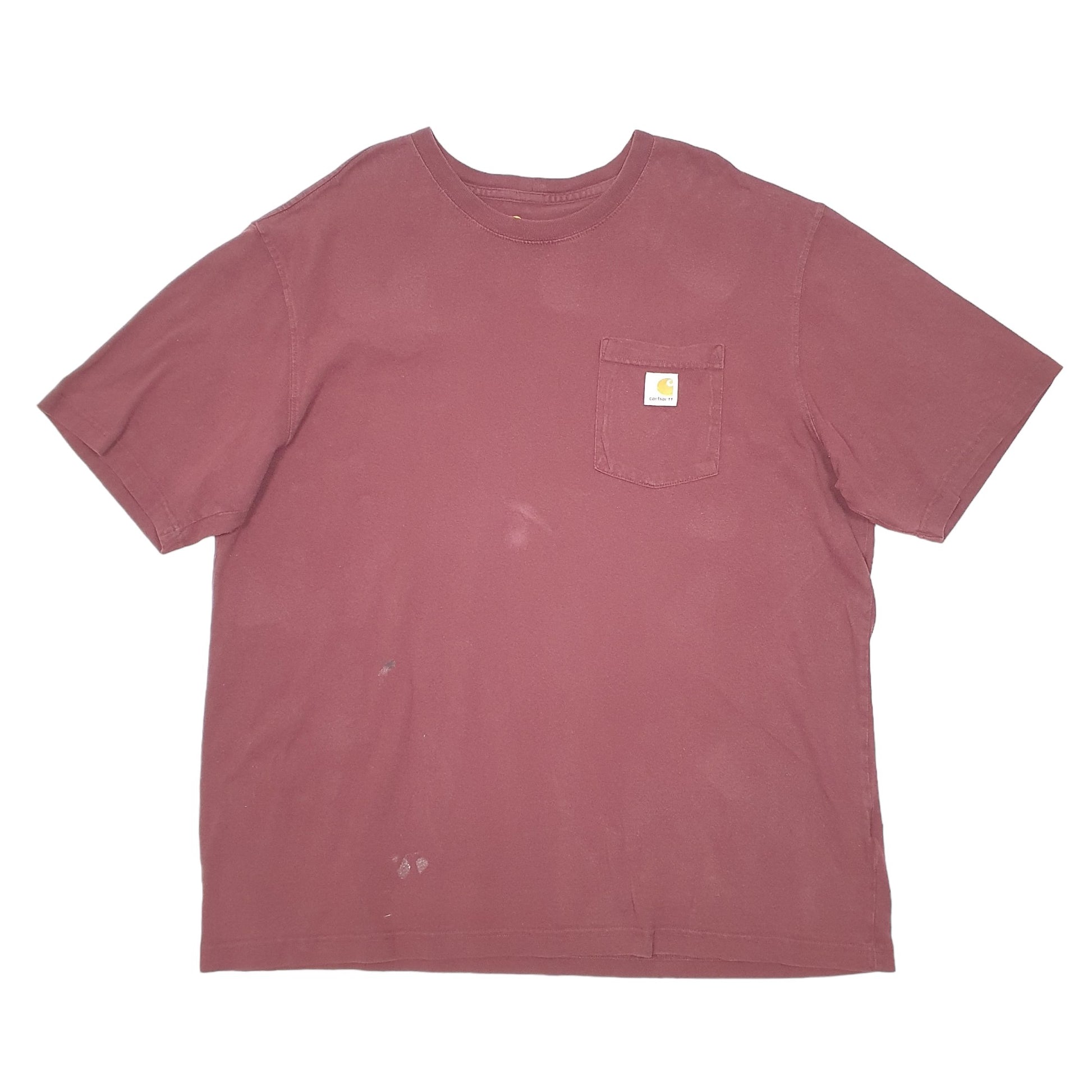 Mens Burgundy Carhartt Pocket Short Sleeve T Shirt