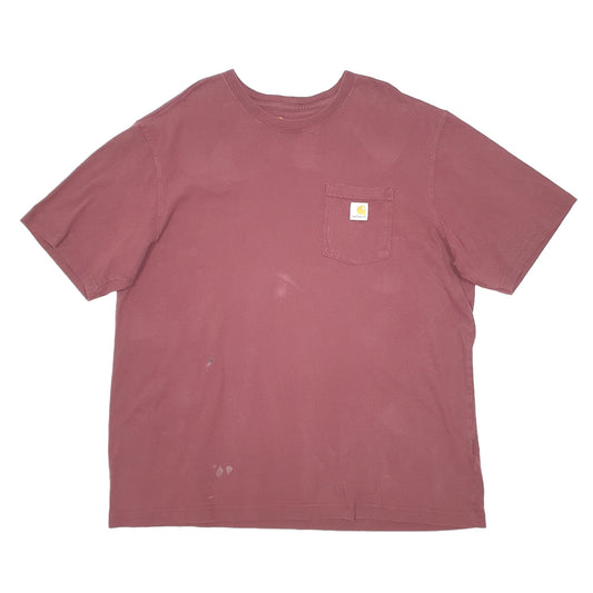 Mens Burgundy Carhartt Pocket Short Sleeve T Shirt