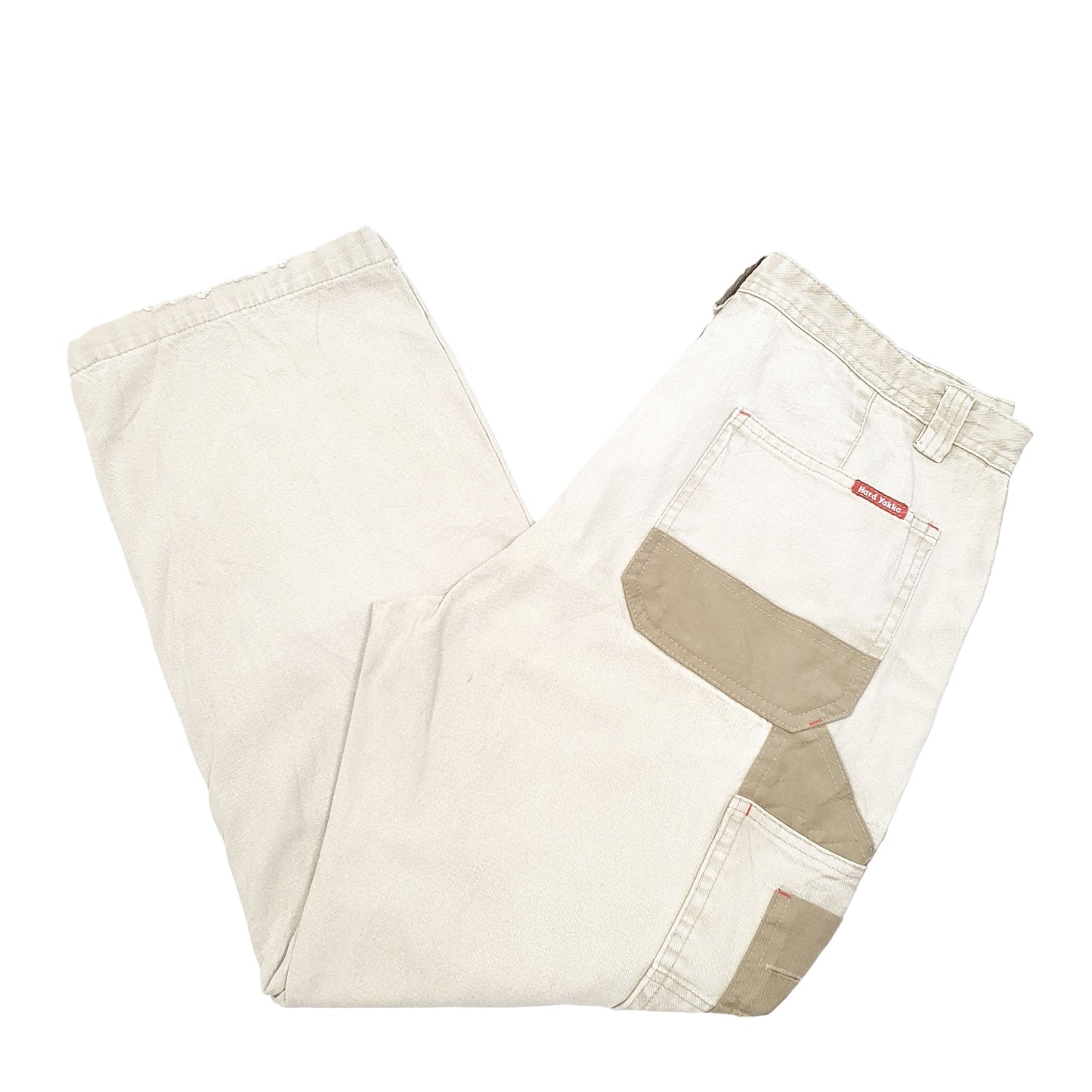 Mens Beige Hard Yakka Double Knee Utility Cargo Trousers