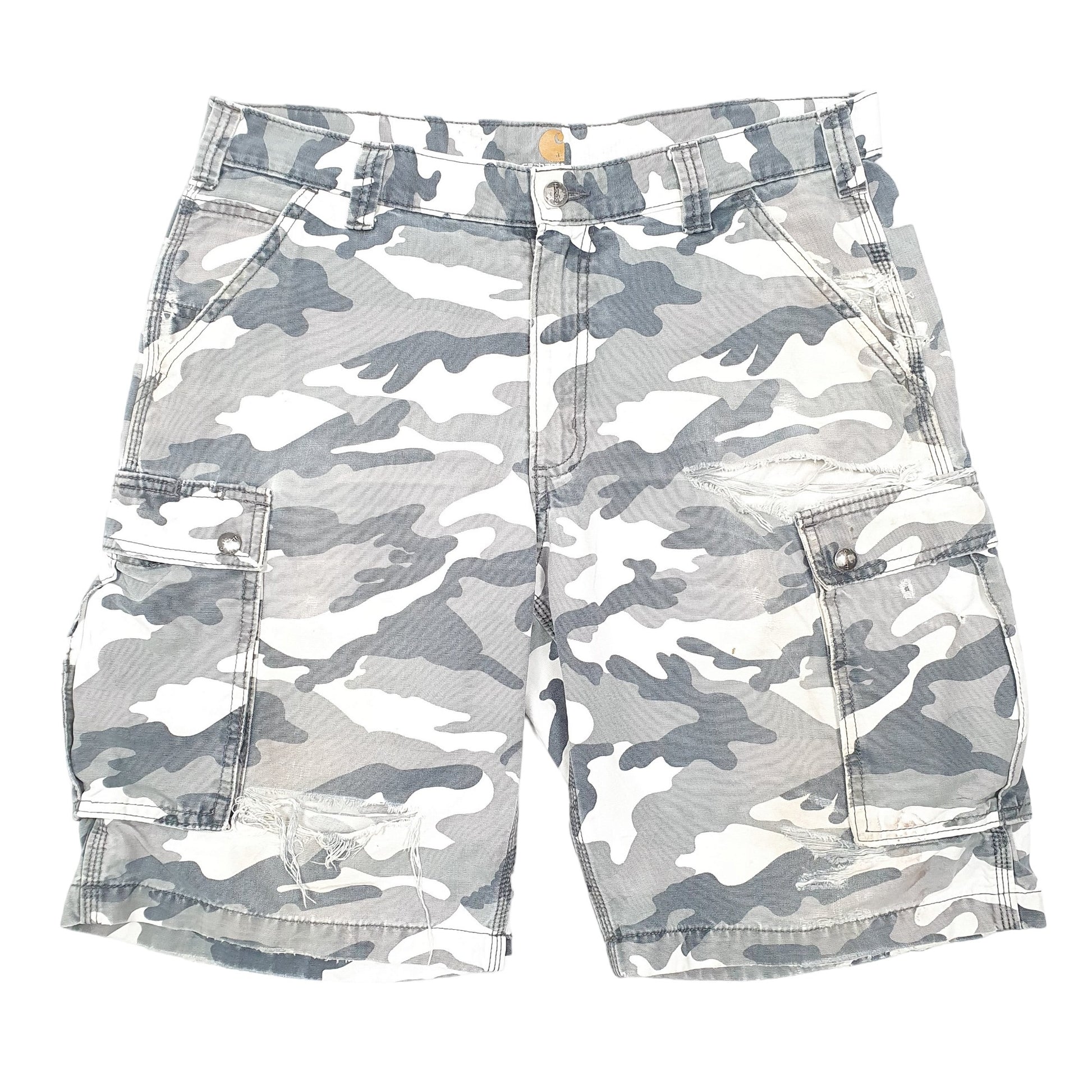 Mens Grey Carhartt Combat Camouflage Relaxed Cargo Shorts