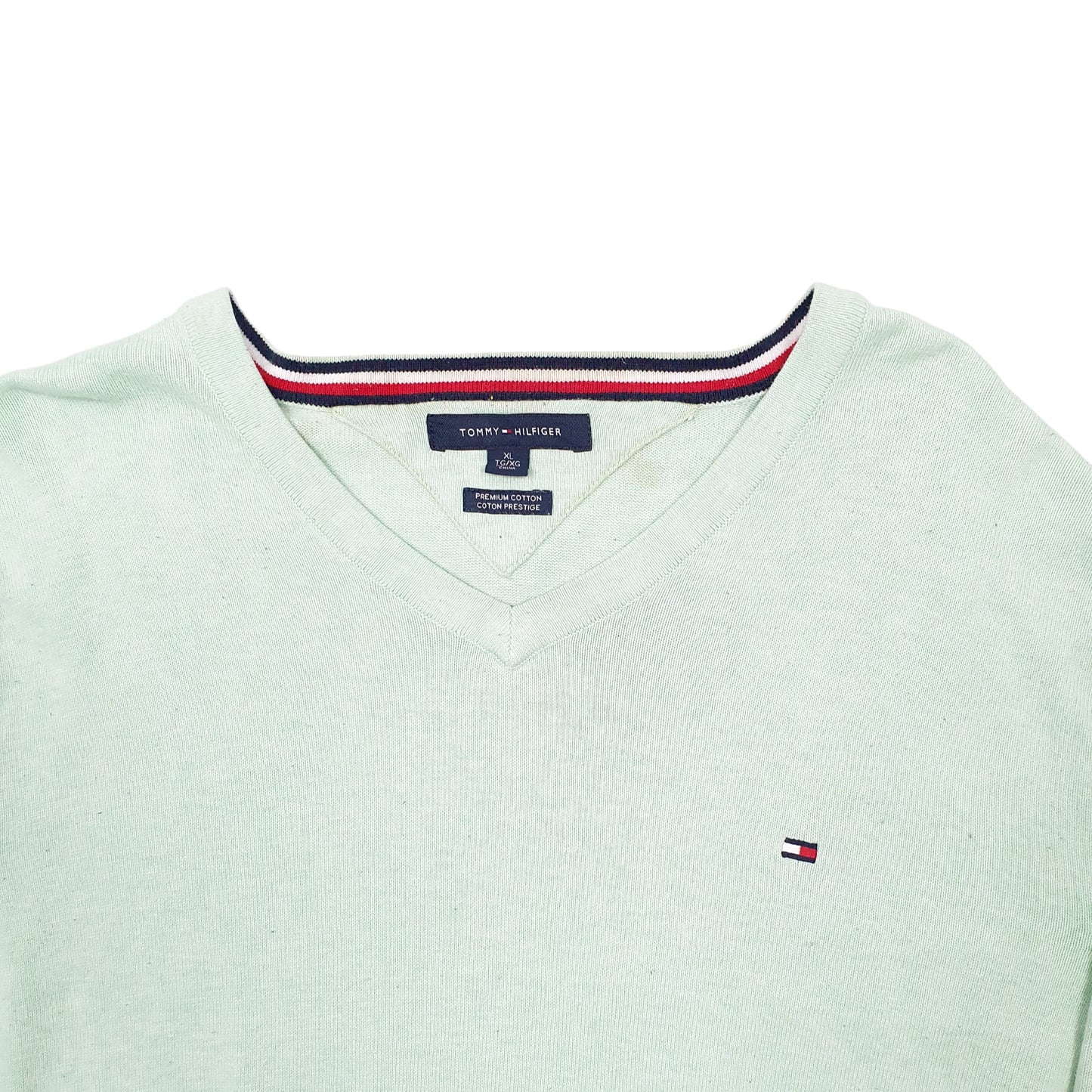 Mens Green Tommy Hilfiger  V Neck Jumper