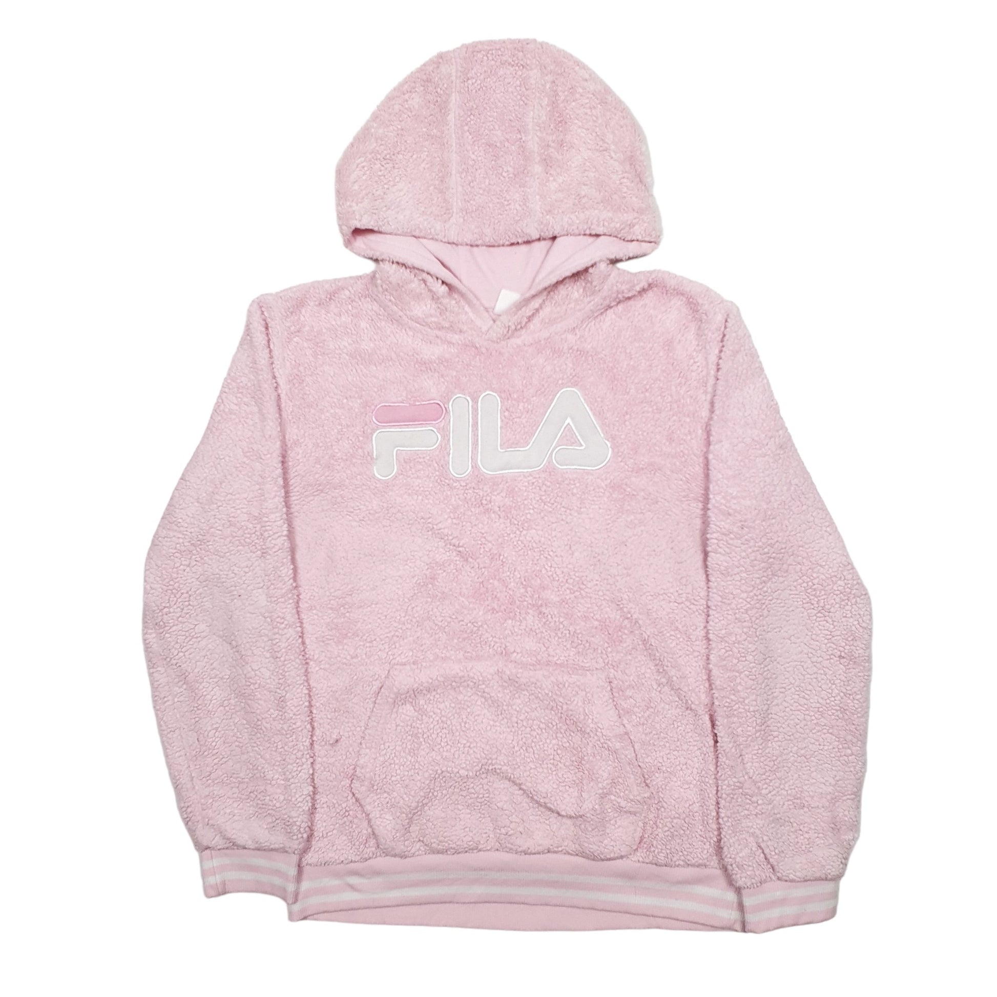 Womens Pink Fila Spellout Hoodie Jumper