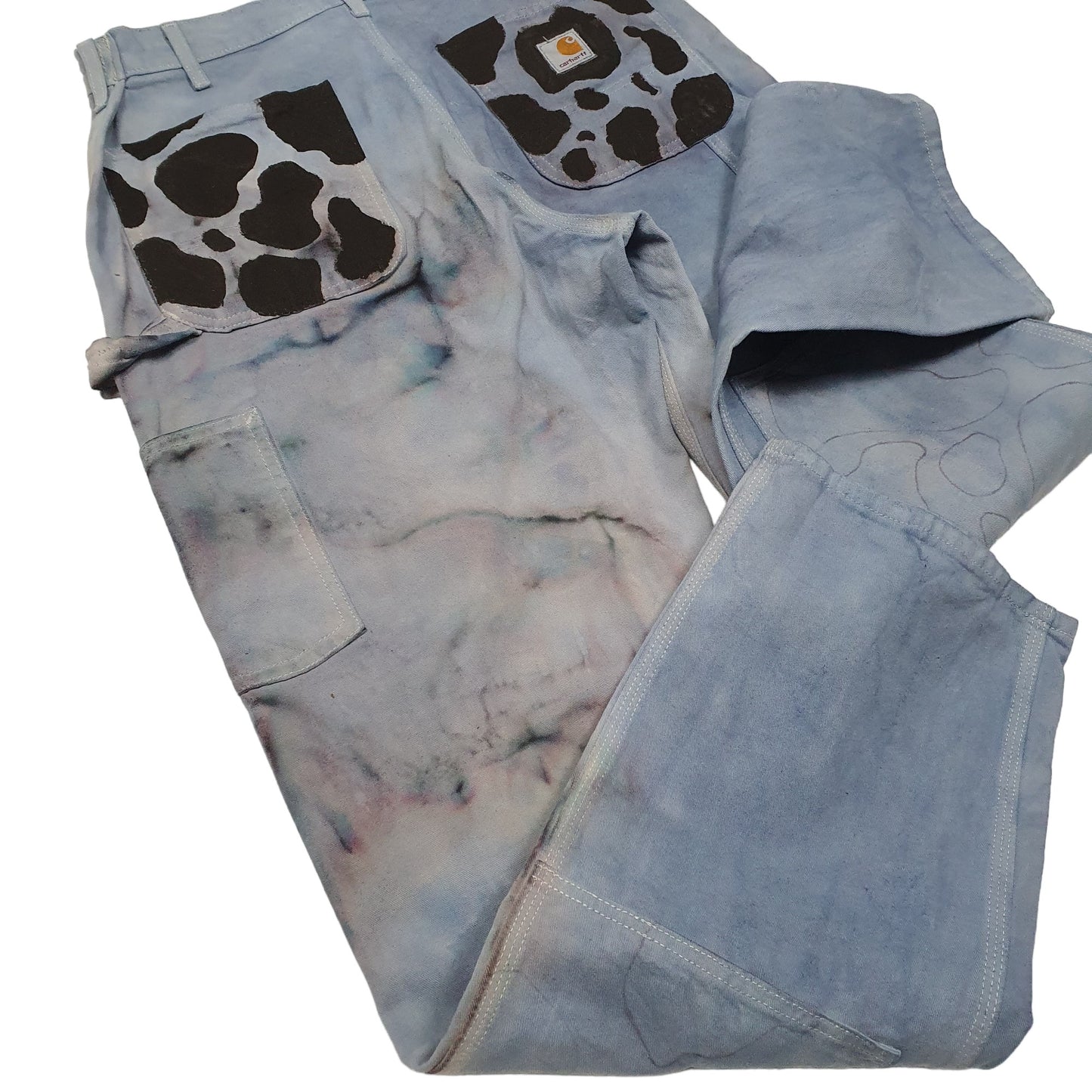 Mens Blue Carhartt Double Knee Made In USA Dyed Carpenter Trousers