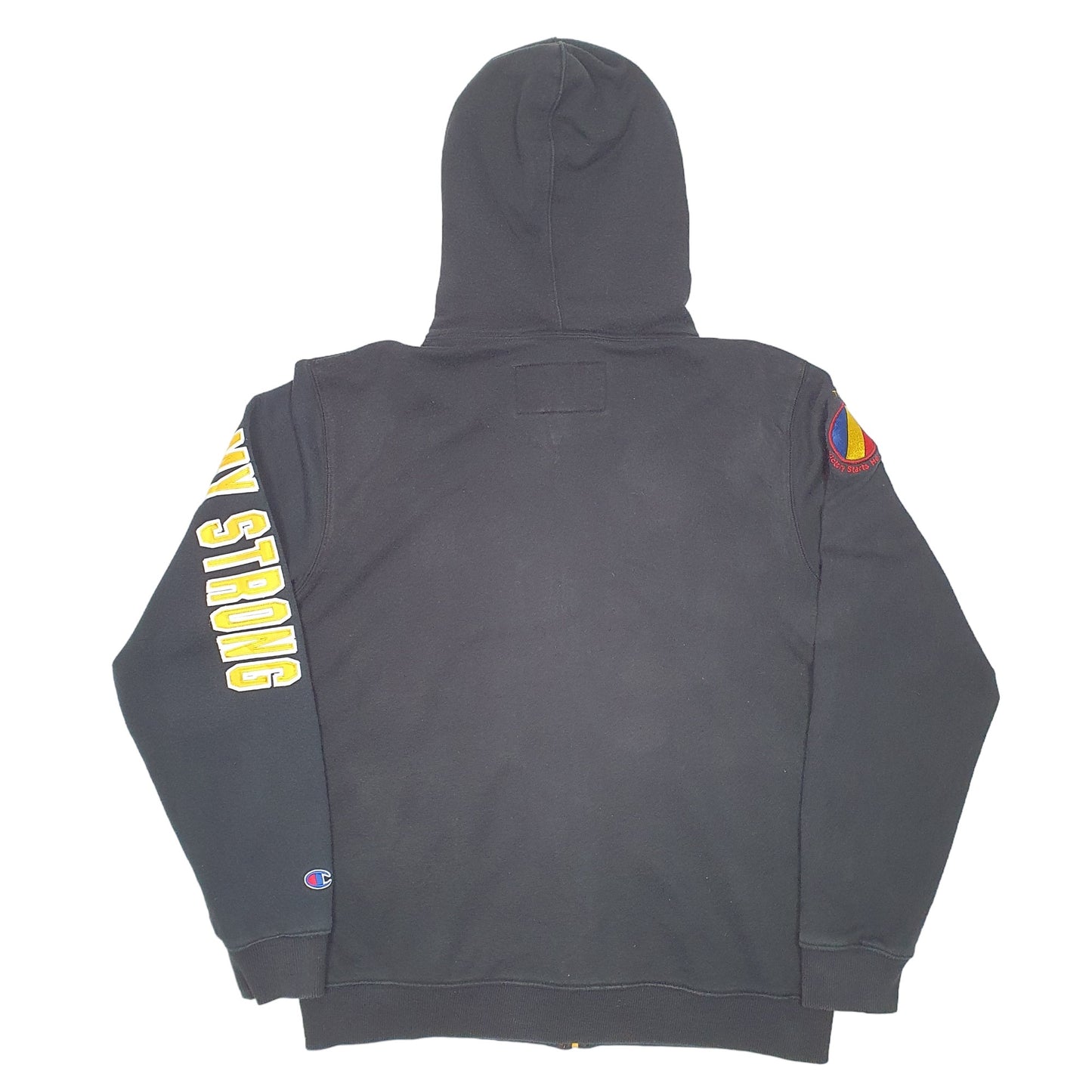 Mens Black Champion Hoodie US Army Est 1775 Strong Full Zip Jumper