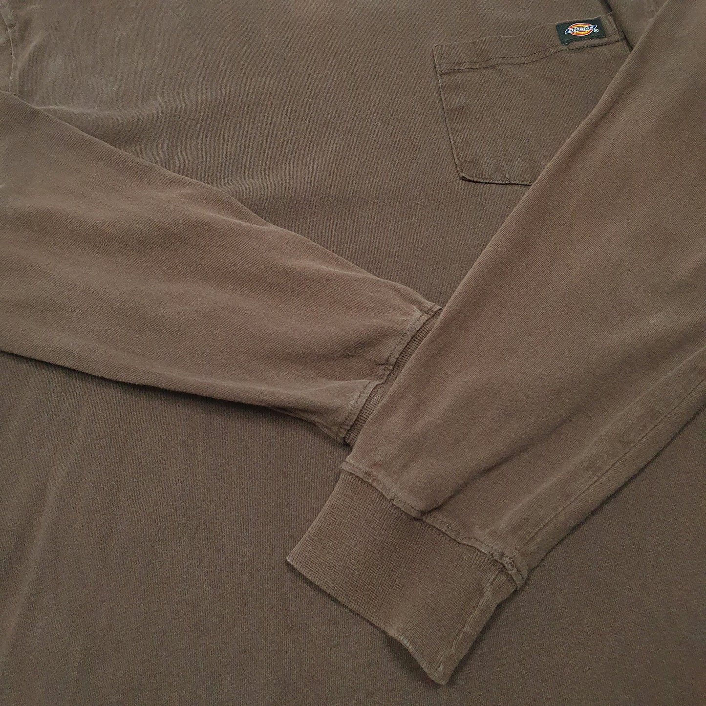Mens Brown Dickies Pocket Workwear Long Sleeve T Shirt