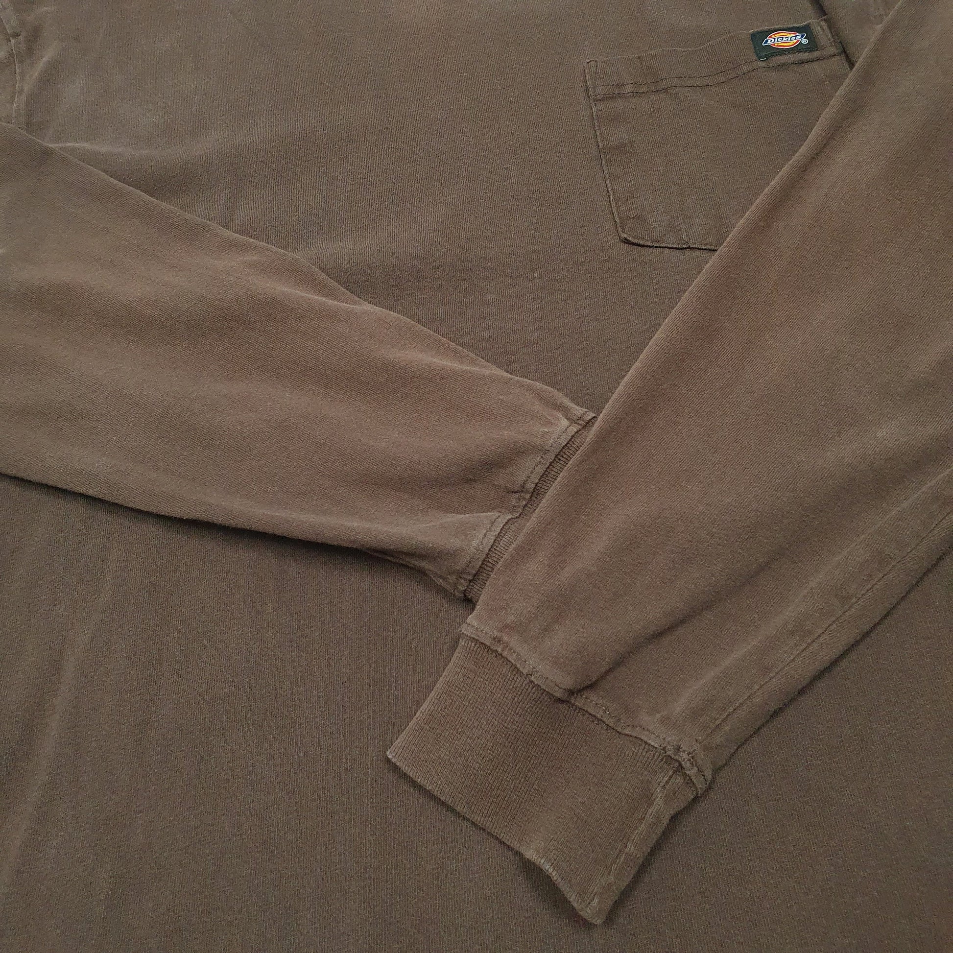 Mens Brown Dickies Pocket Workwear Long Sleeve T Shirt