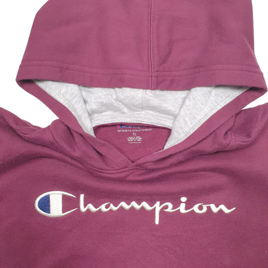 Womens Burgundy Champion Spellout Hoodie Jumper