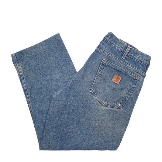 Mens Blue Carhartt B172 Lined Thermal Winter Casual JeansW32 L26