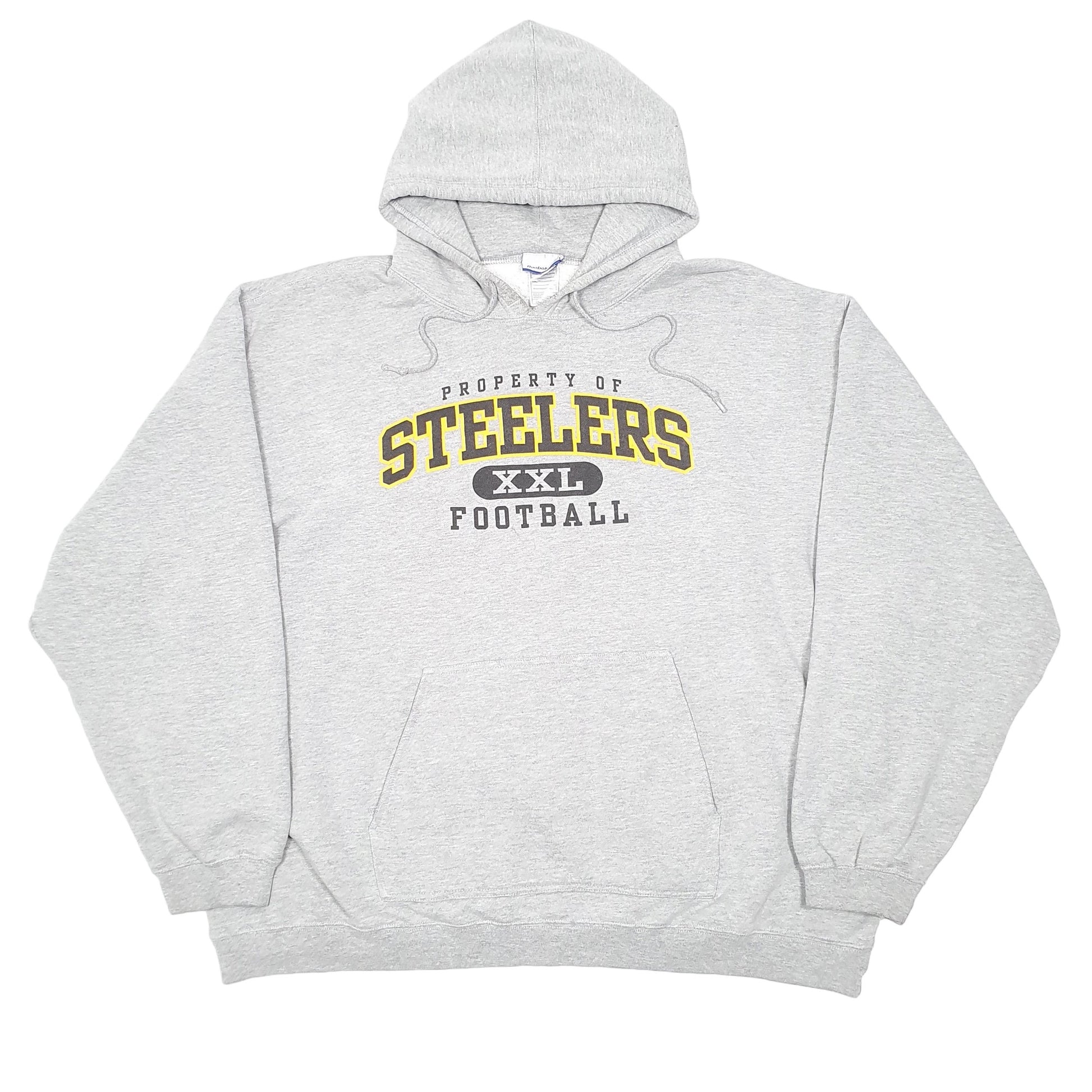 Mens Grey Reebok Pittsburgh Steelers American Football Hoodie Jumper
