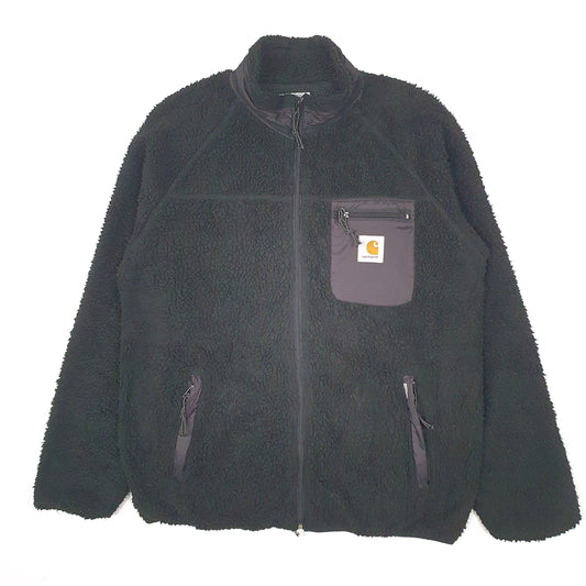 Mens Black Carhartt WIP Deep Pile Full Zip Jumper
