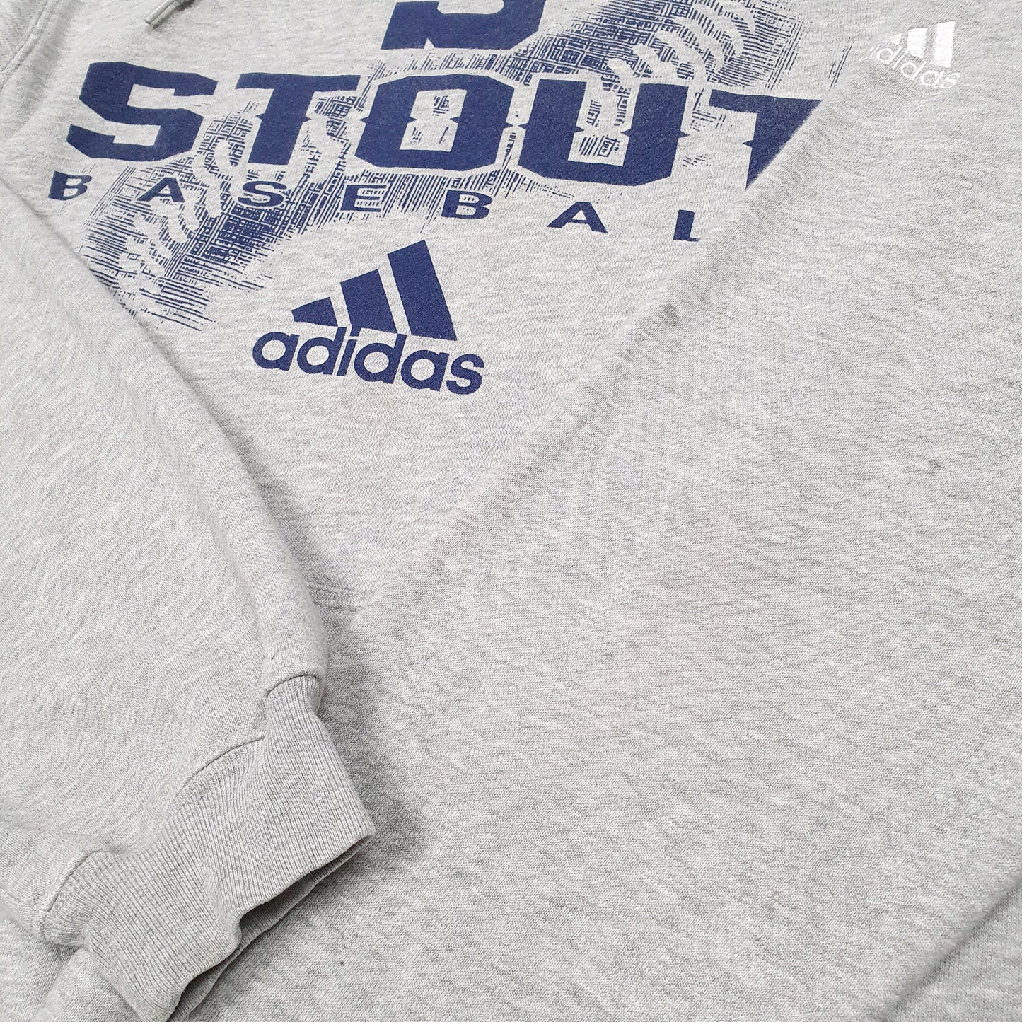 Mens Grey Adidas Stout Baseball Blue Devils Hoodie Jumper