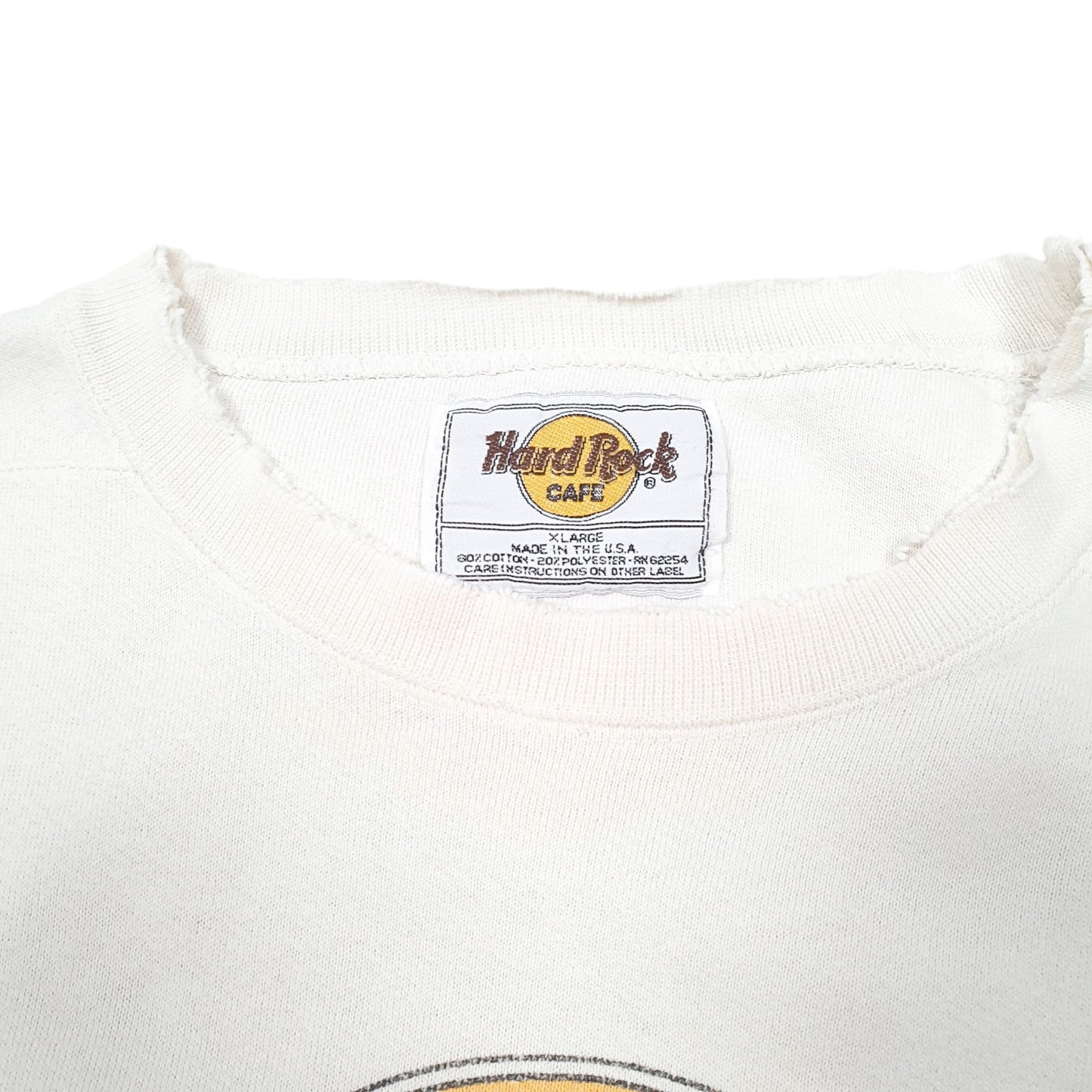 Mens Cream Hard Rock Cafe Vintage Made In USA Las Vegas Crewneck Jumper